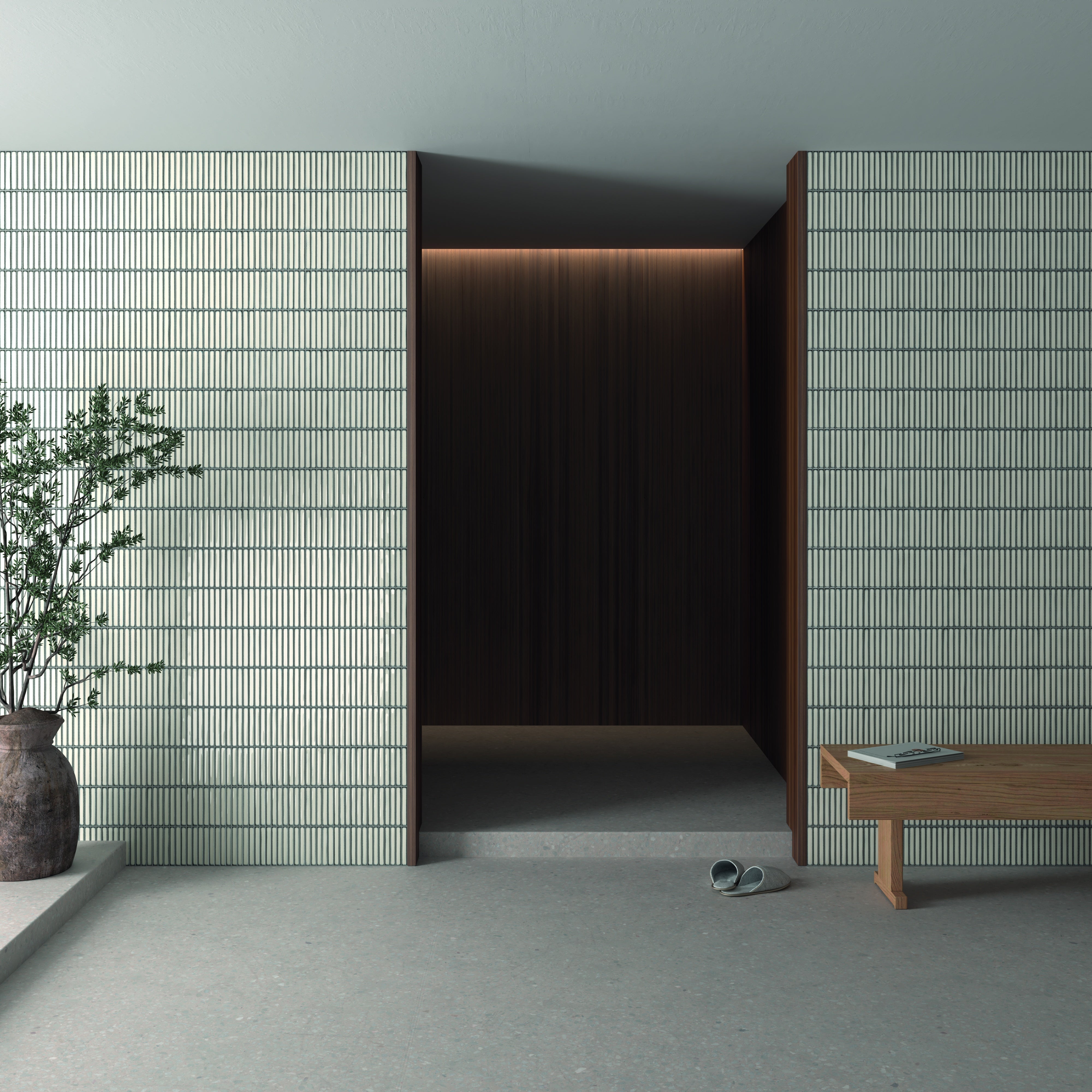 OSAKA BARS: White Straight Stack Mosaic (5"x10"x10.5-mm | glossy)