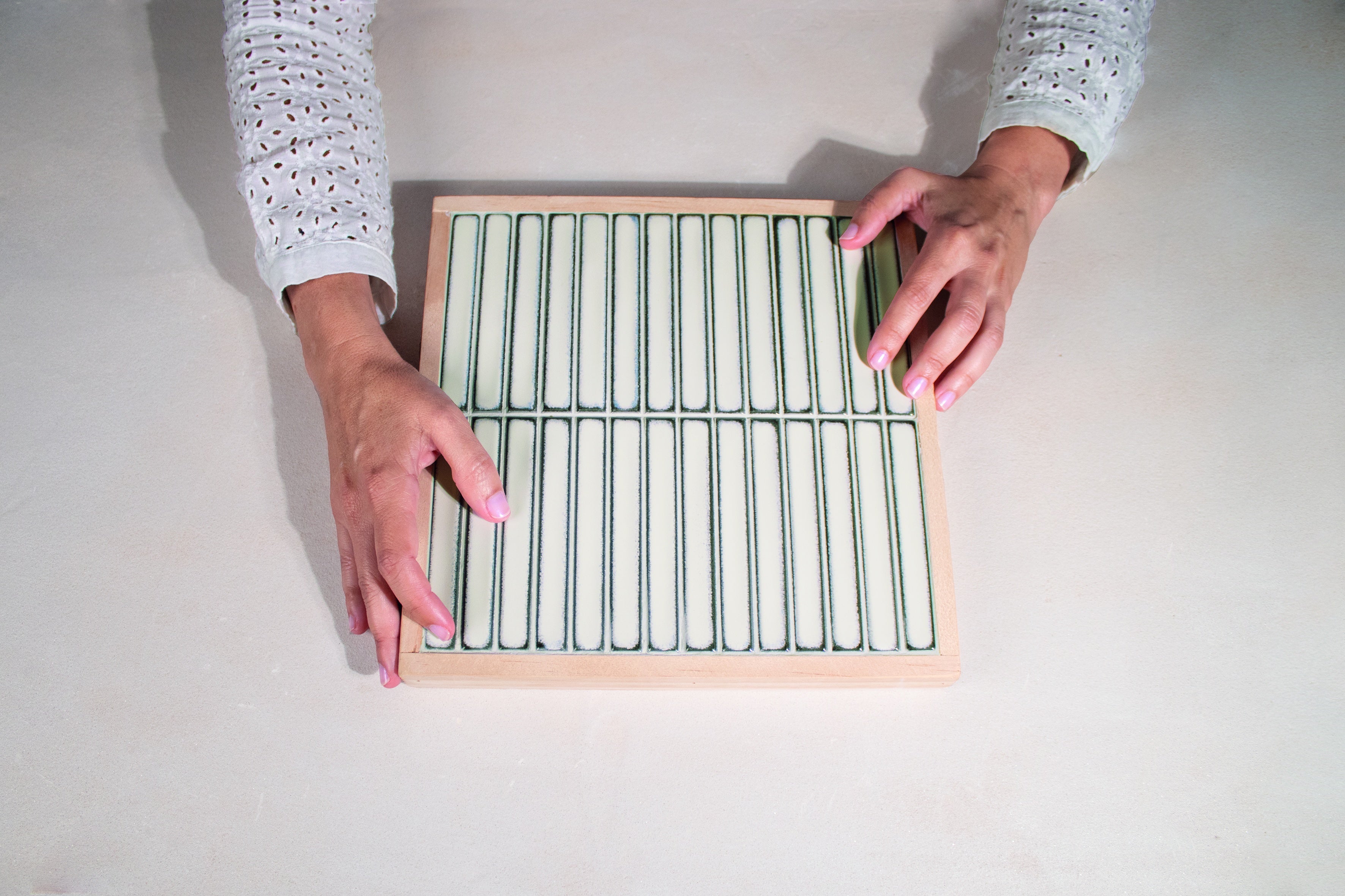 OSAKA BARS: White Straight Stack Mosaic (5"x10"x10.5-mm | glossy)