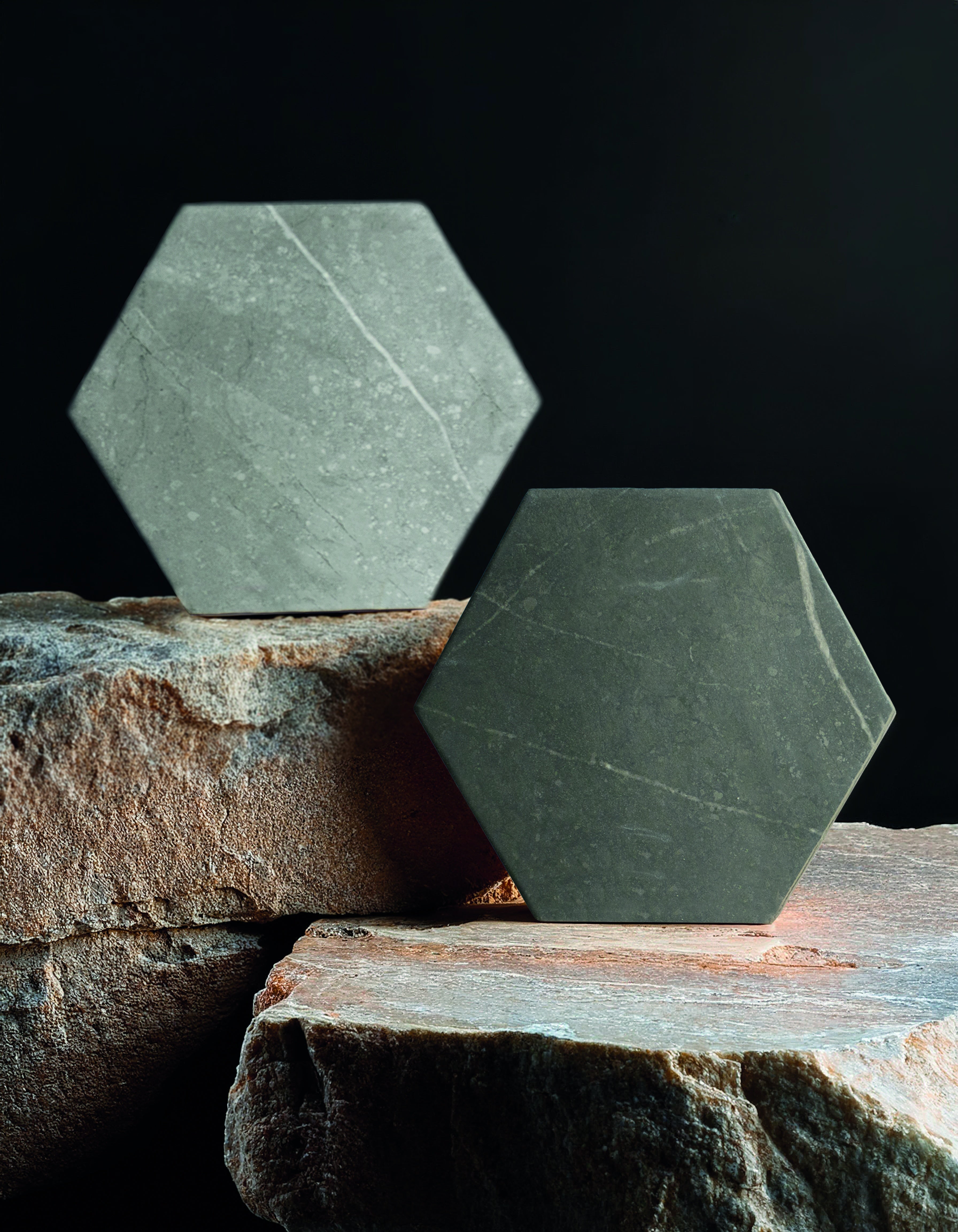 PIETRA: Graphite Hexagon Field Tile (5.5"x6.3"x8.5-mm | matte)