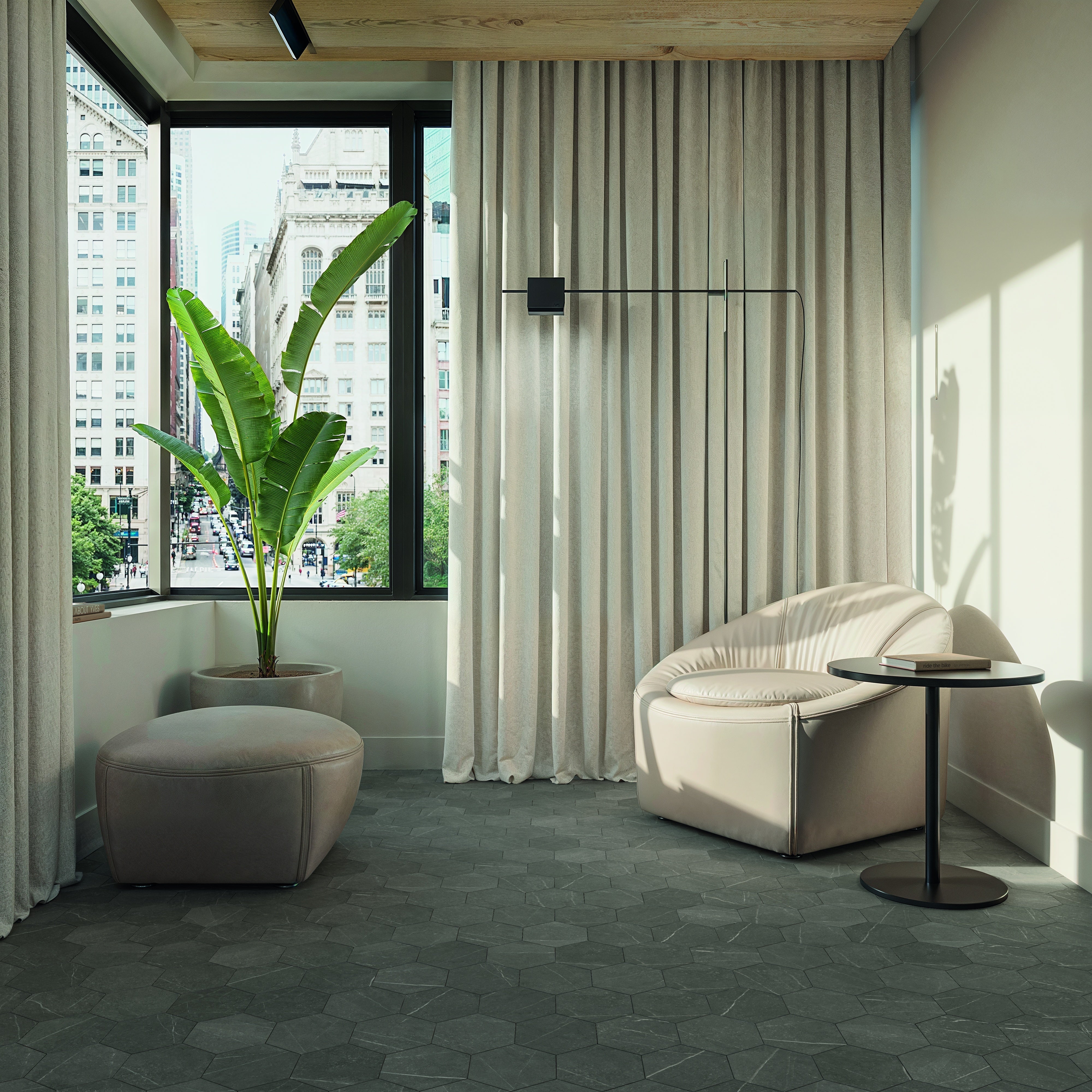 PIETRA: Graphite Hexagon Field Tile (5.5"x6.3"x8.5-mm | matte)