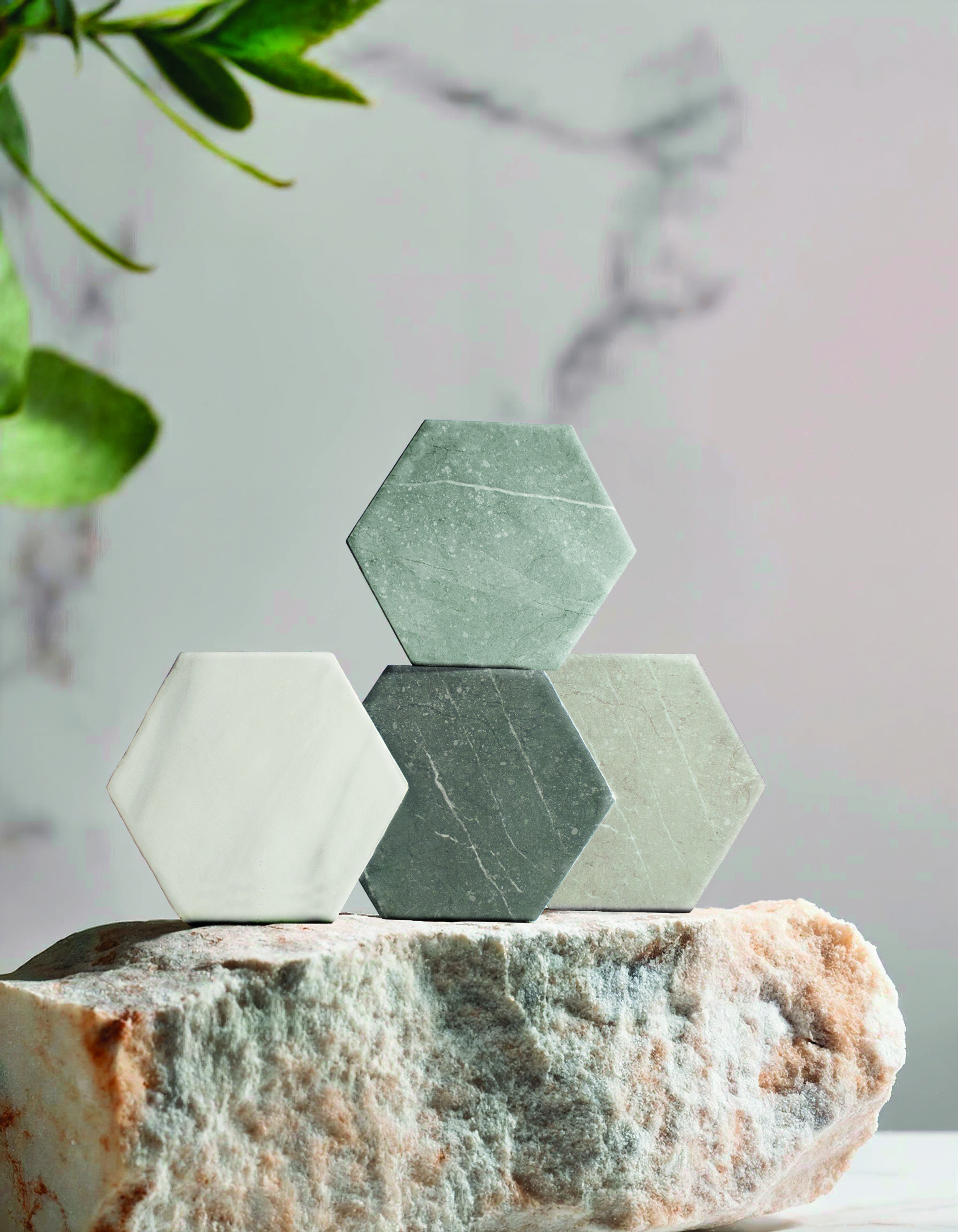 PIETRA: Graphite Hexagon Field Tile (5.5"x6.3"x8.5-mm | matte)