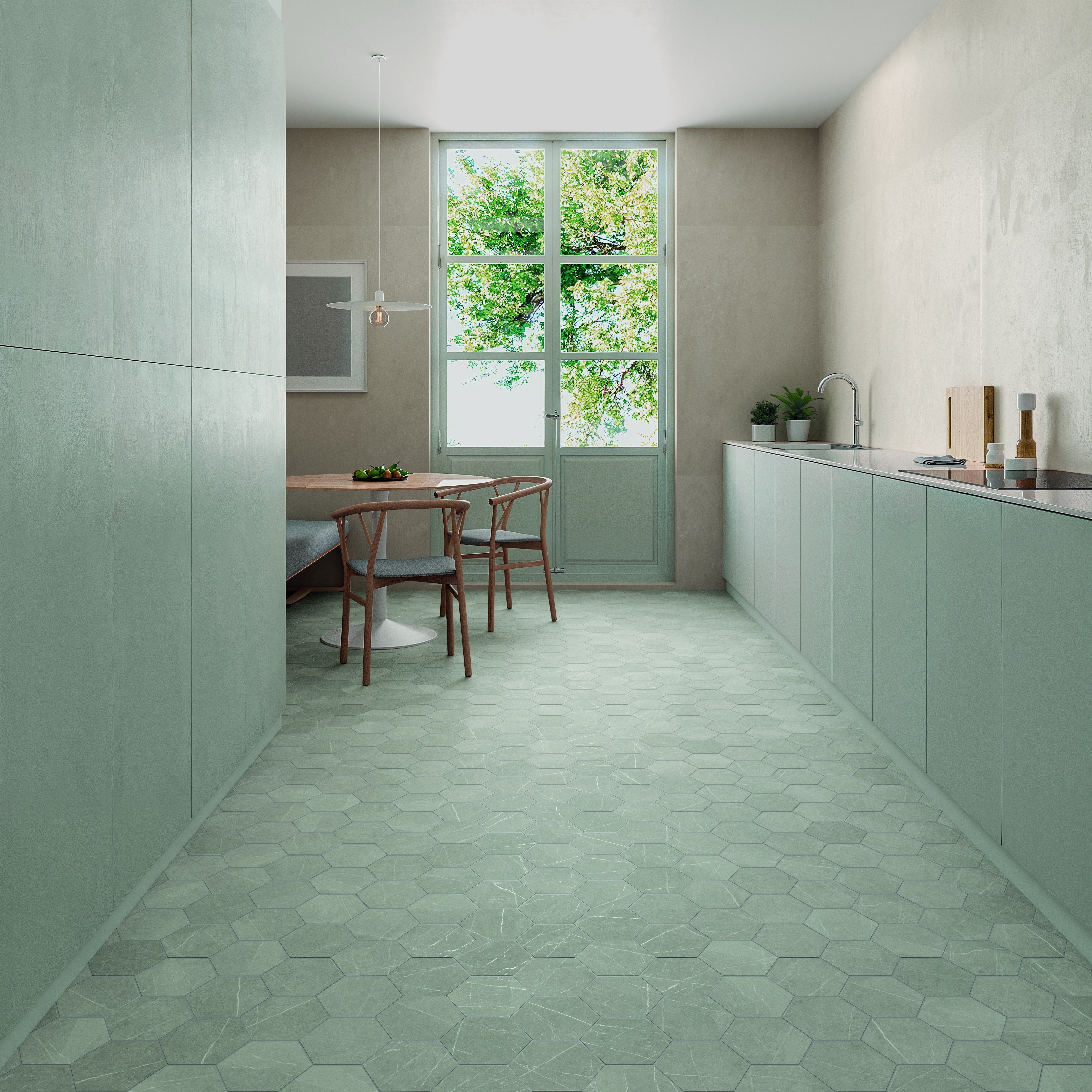 PIETRA: Grey Hexagon Field Tile (5.5"x6.3"x8.5-mm | matte)