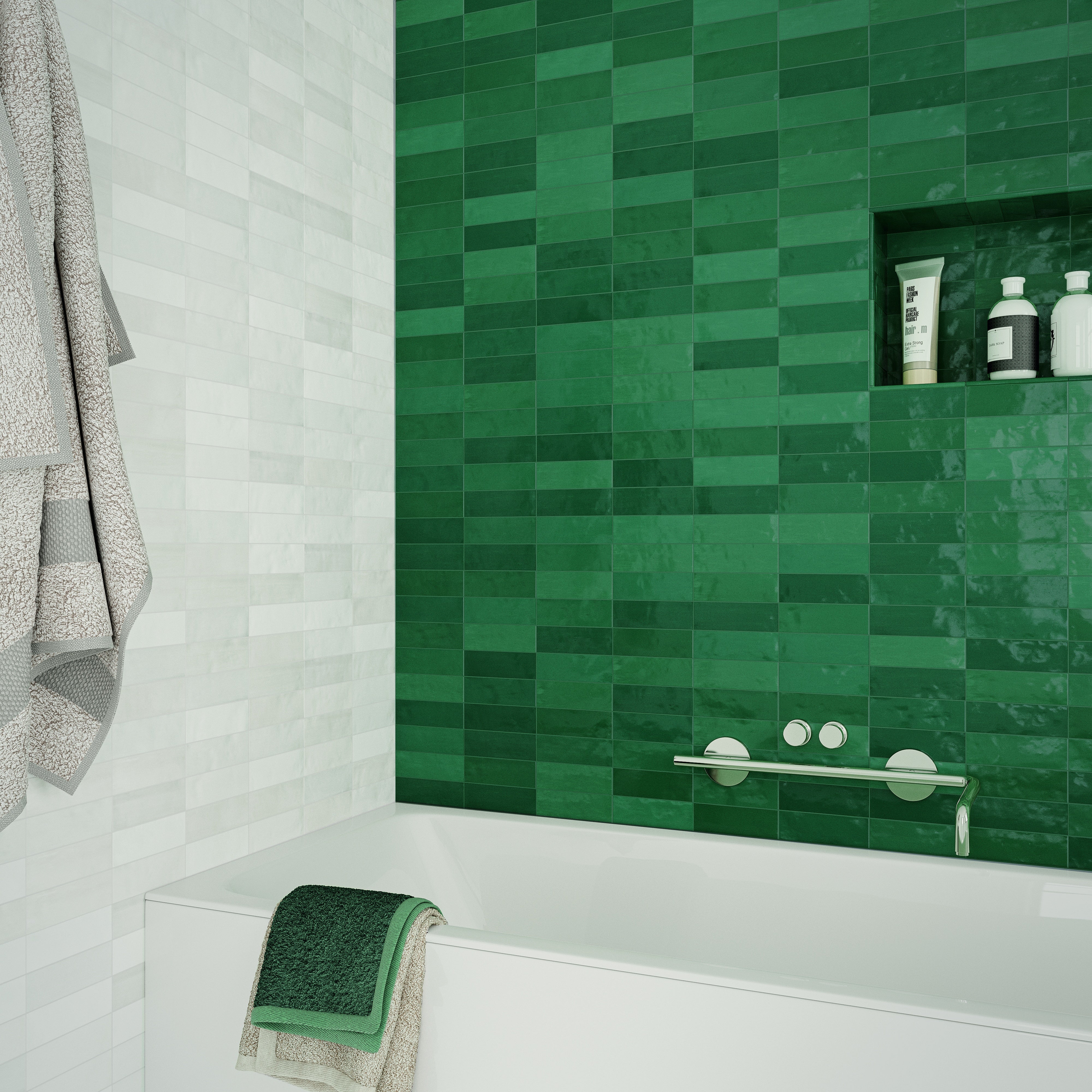 SAFI: White Finishing Edge Trim Tile (0.43"x6.3" | glossy)