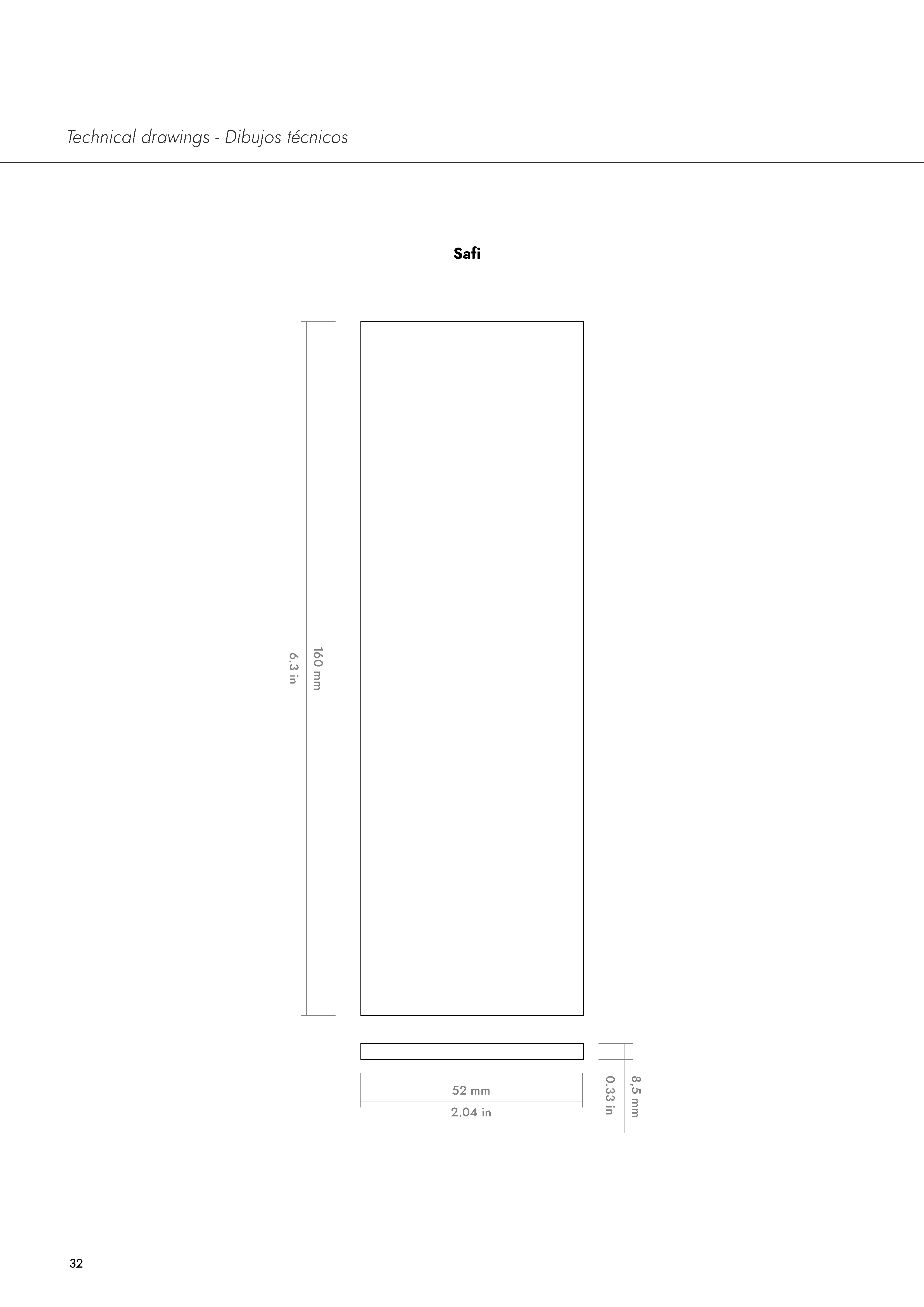SAFI: White Rectangle Field Tile (2"x6.3"x8.5-mm | glossy)