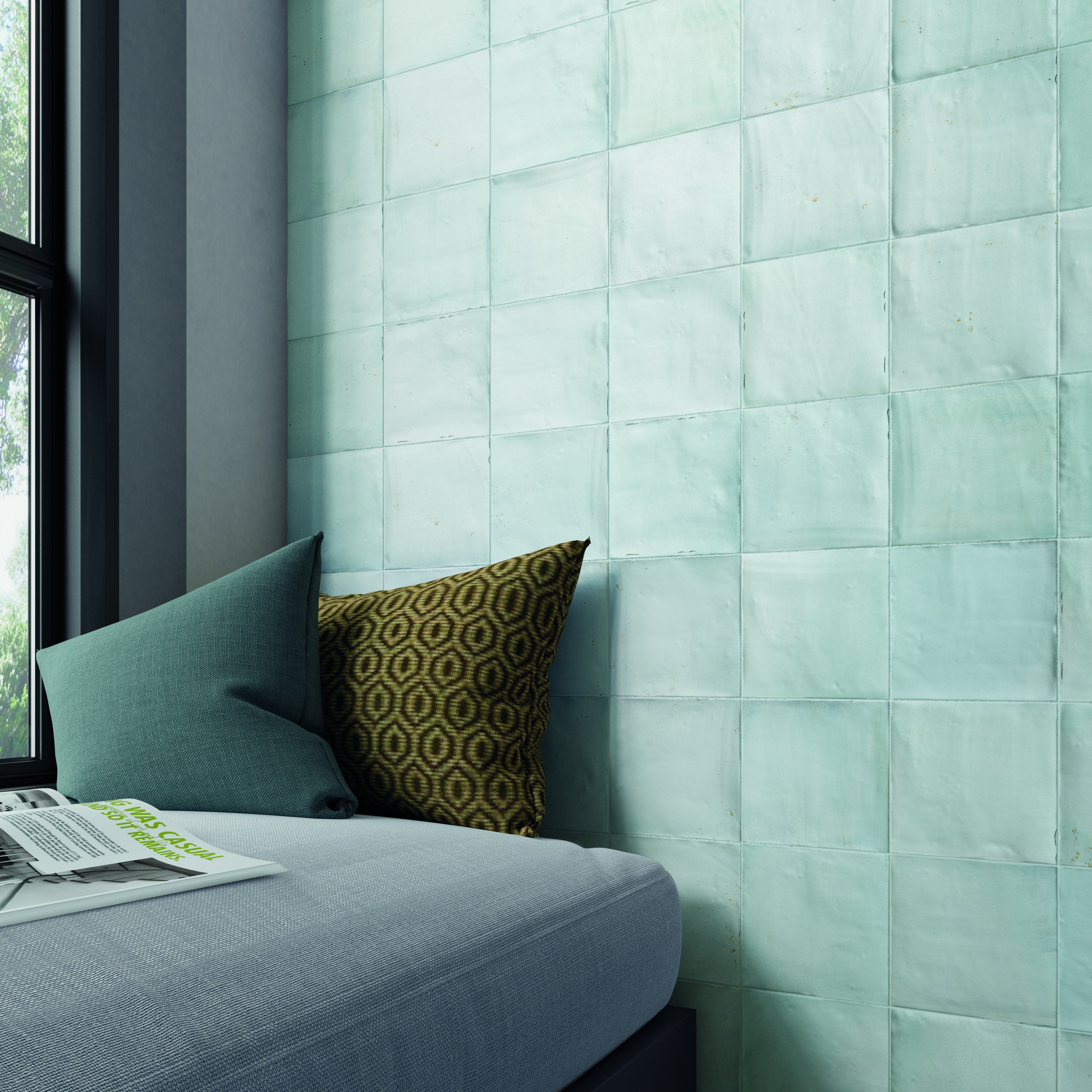 SATEN: Blue Finishing Edge Trim Tile (0.43"x5" | glossy)