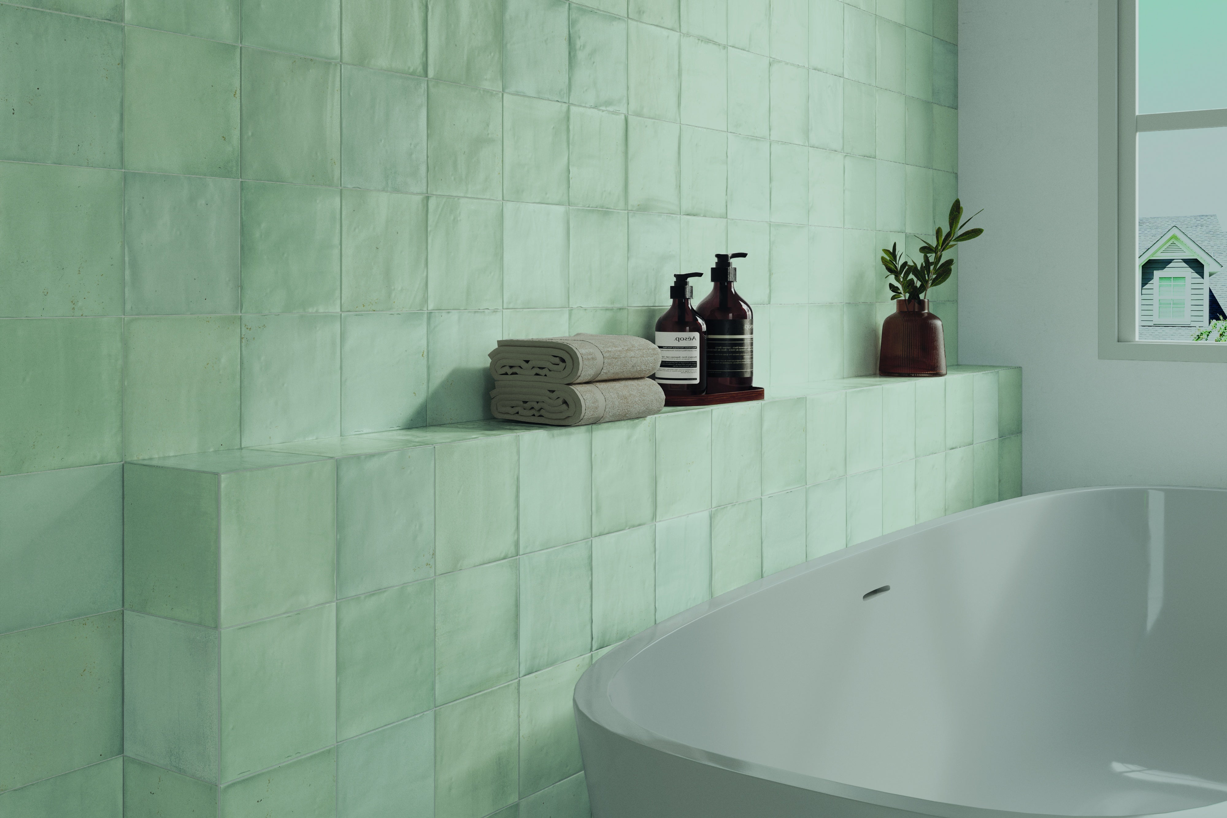 SATEN: Blue Square Field Tile (5"x5"x8.5-mm | glossy)
