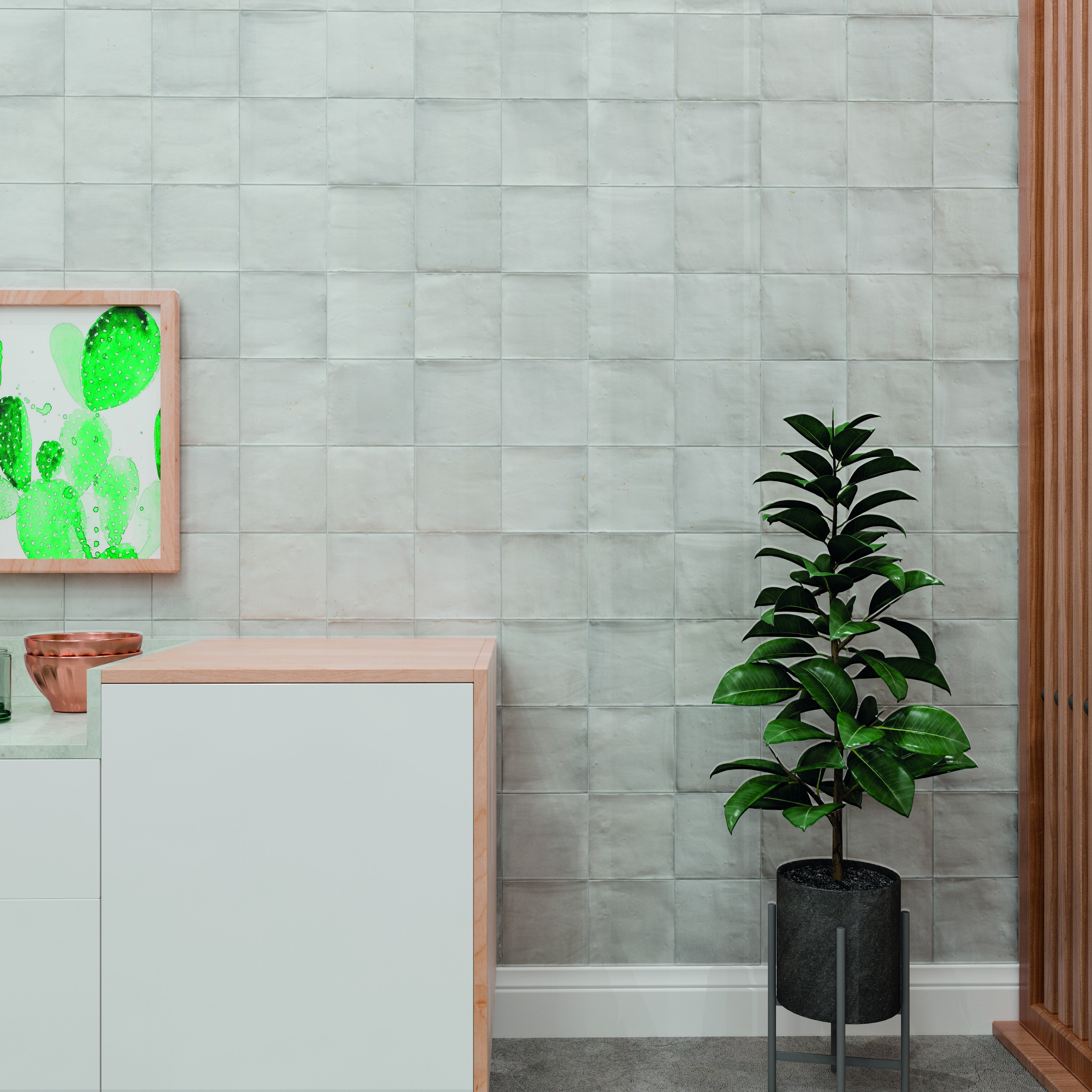 SATEN: Grey Finishing Edge Trim Tile (0.43"x5" | glossy)