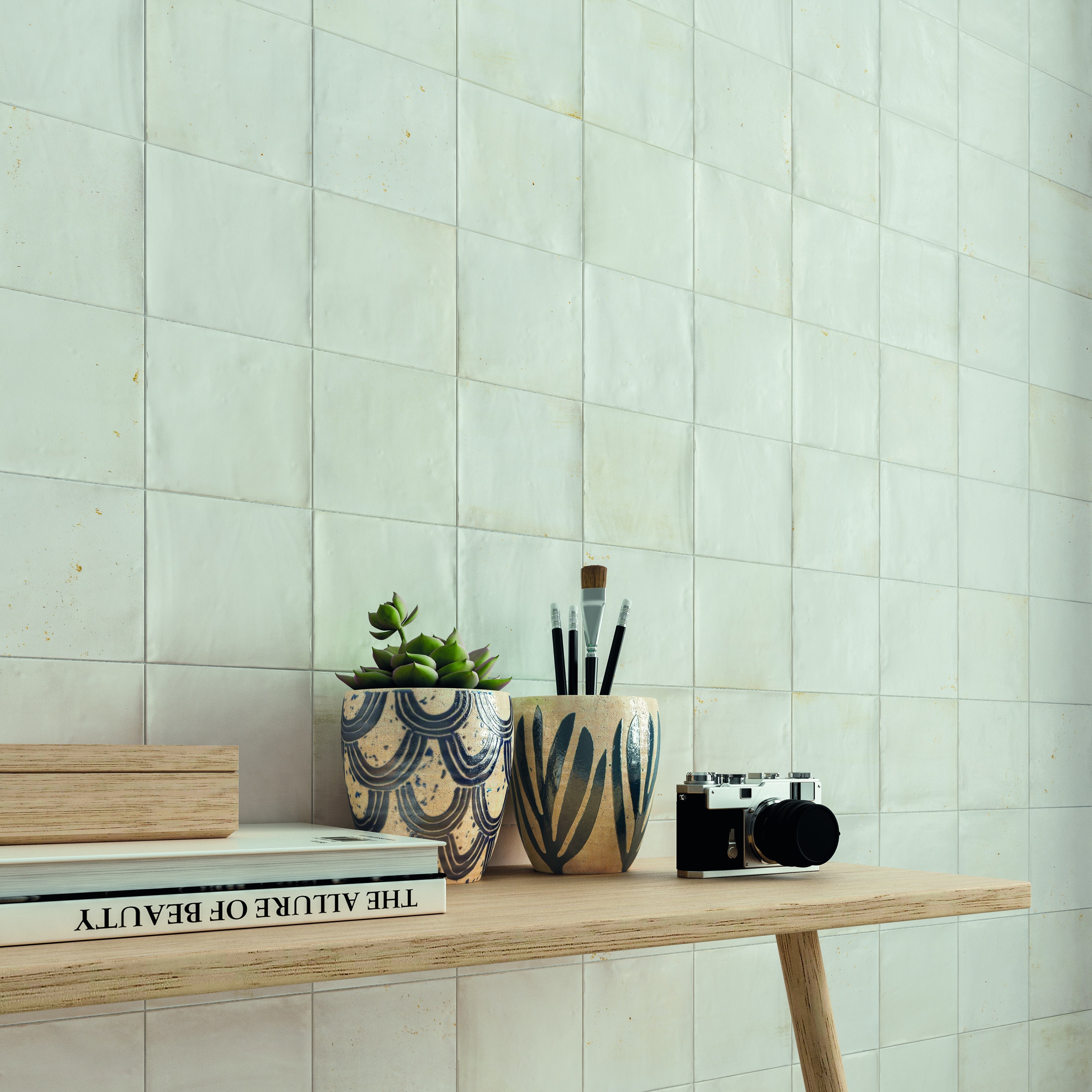 SATEN: White Square Field Tile (5"x5"x8.5-mm | glossy)