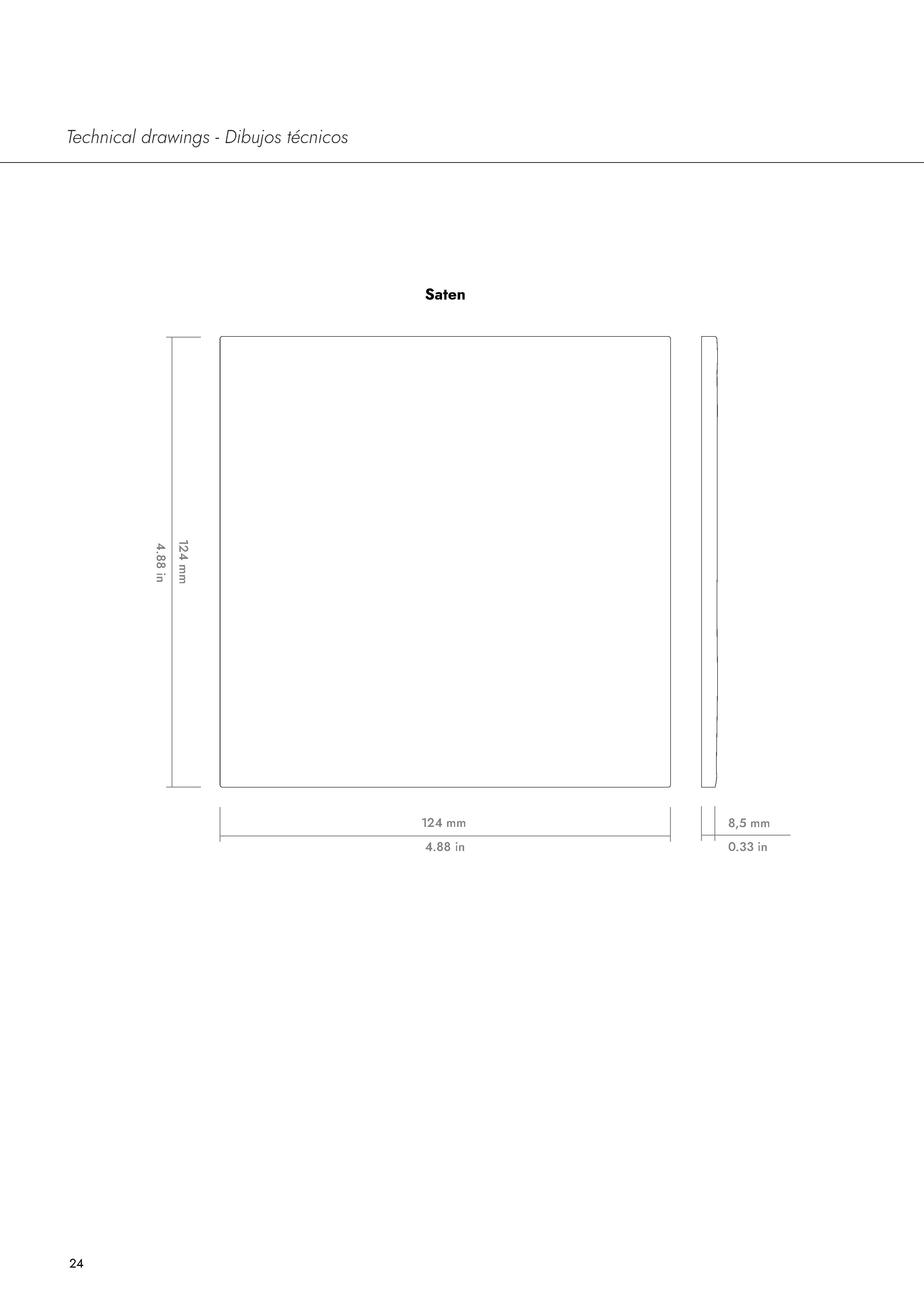 SATEN: Grey Finishing Edge Trim Tile (0.43"x5" | glossy)