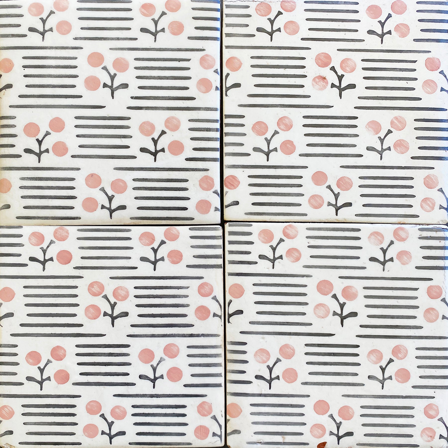 ROSEWATER: 1 Glazed Terracotta Field Deco Tile (6"x6"x5/8 | matte)