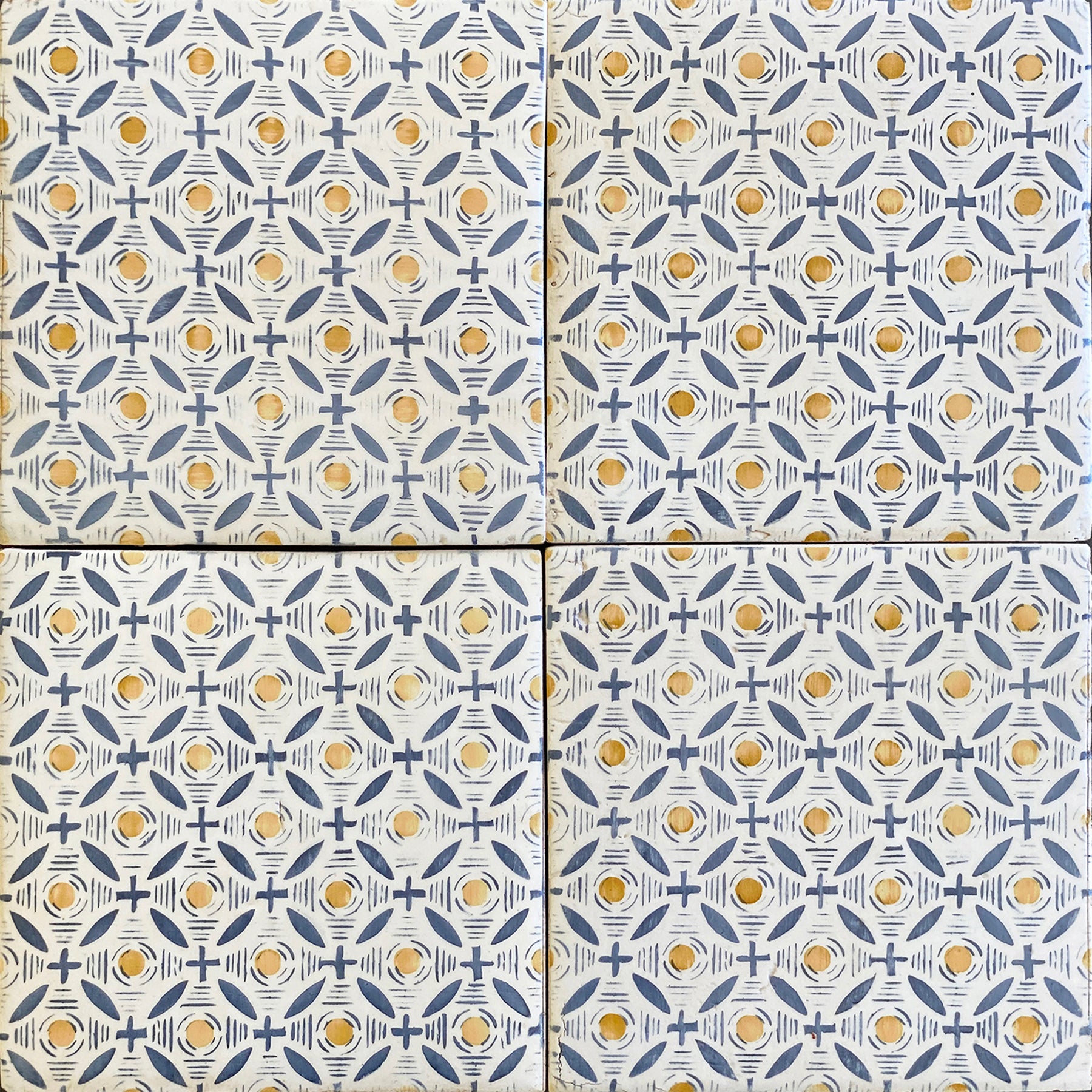 ROSEWATER: 3 Glazed Terracotta Field Deco Tile (6"x6"x5/8 | matte)