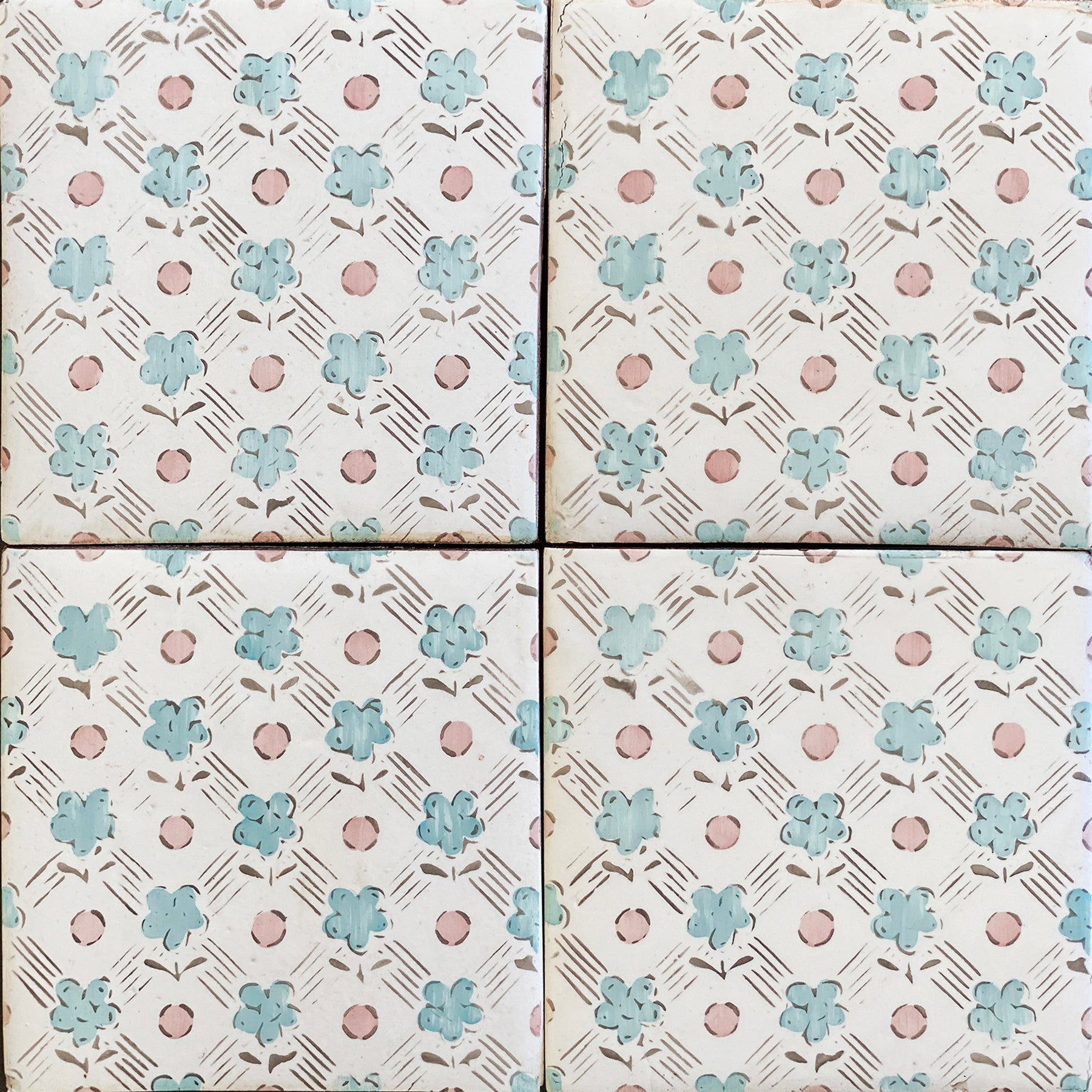 ROSEWATER: 6 Glazed Terracotta Field Deco Tile (6"x6"x5/8 | matte)