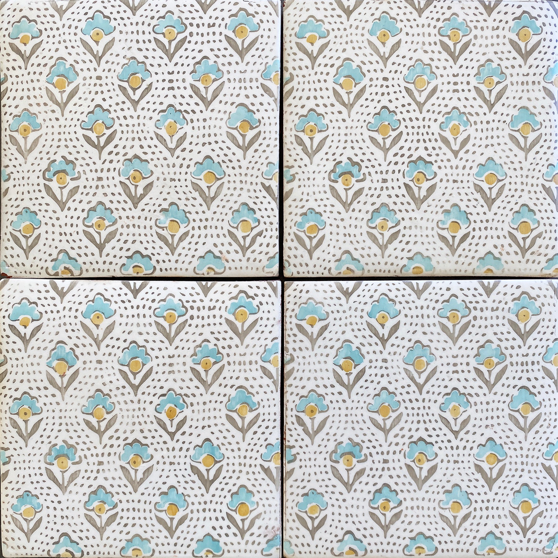 ROSEWATER: 7 Glazed Terracotta Field Deco Tile (6"x6"x5/8 | matte)