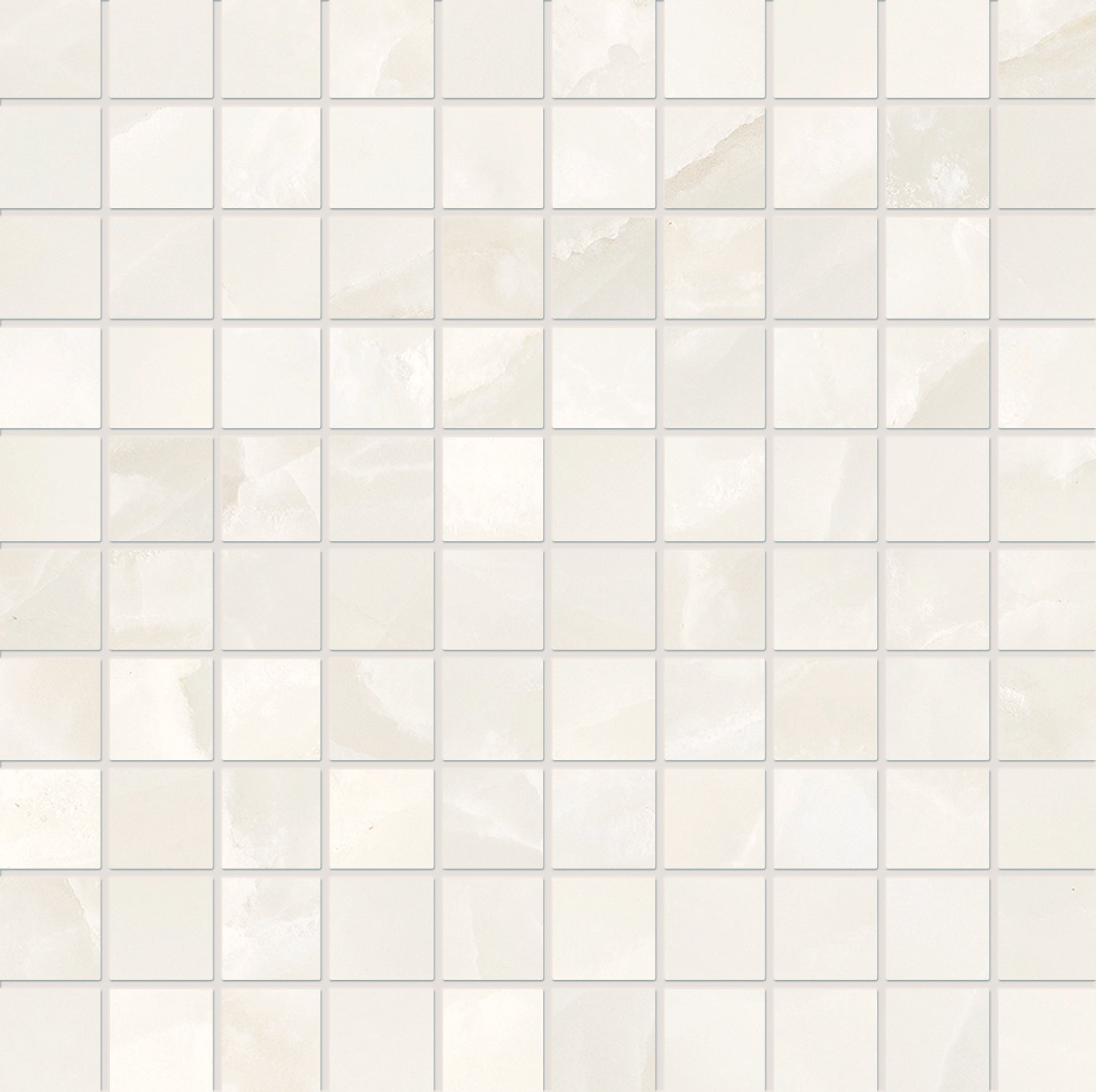 Tele Di Marmo Onyx: Onyx Ivory Straight Stack 1x1 Mosaic (12"x12"x9.5-mm | glossy)