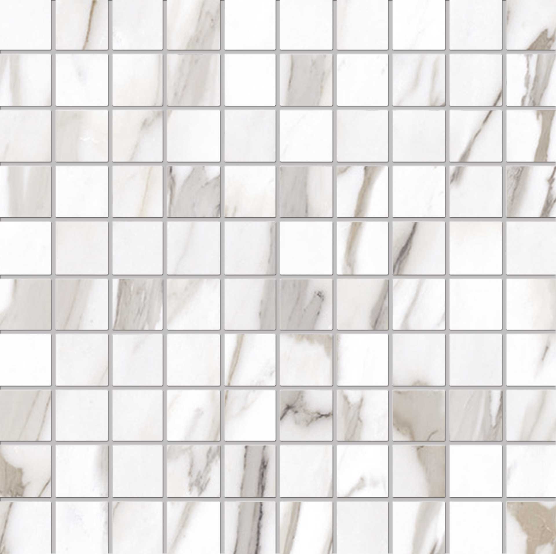 Tele Di Marmo Reloaded: Calacatta Gold Canova Straight Stack 1x1 Mosaic (12"x12"x9.5-mm | glossy)