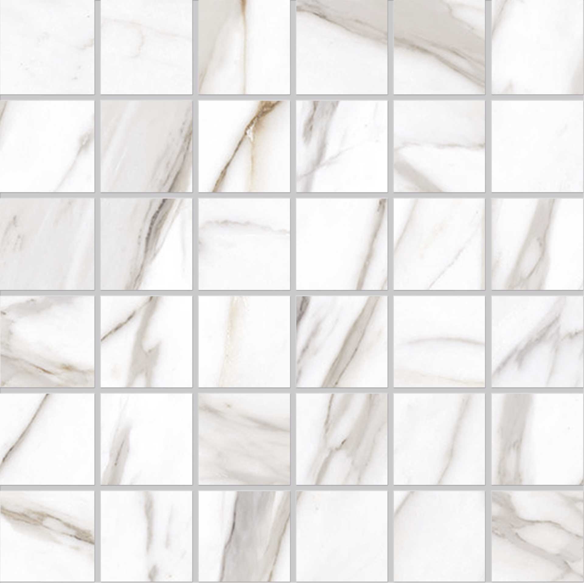 Tele Di Marmo Reloaded: Calacatta Gold Canova Straight Stack 2x2 Mosaic (12"x12"x9.5-mm | glossy)