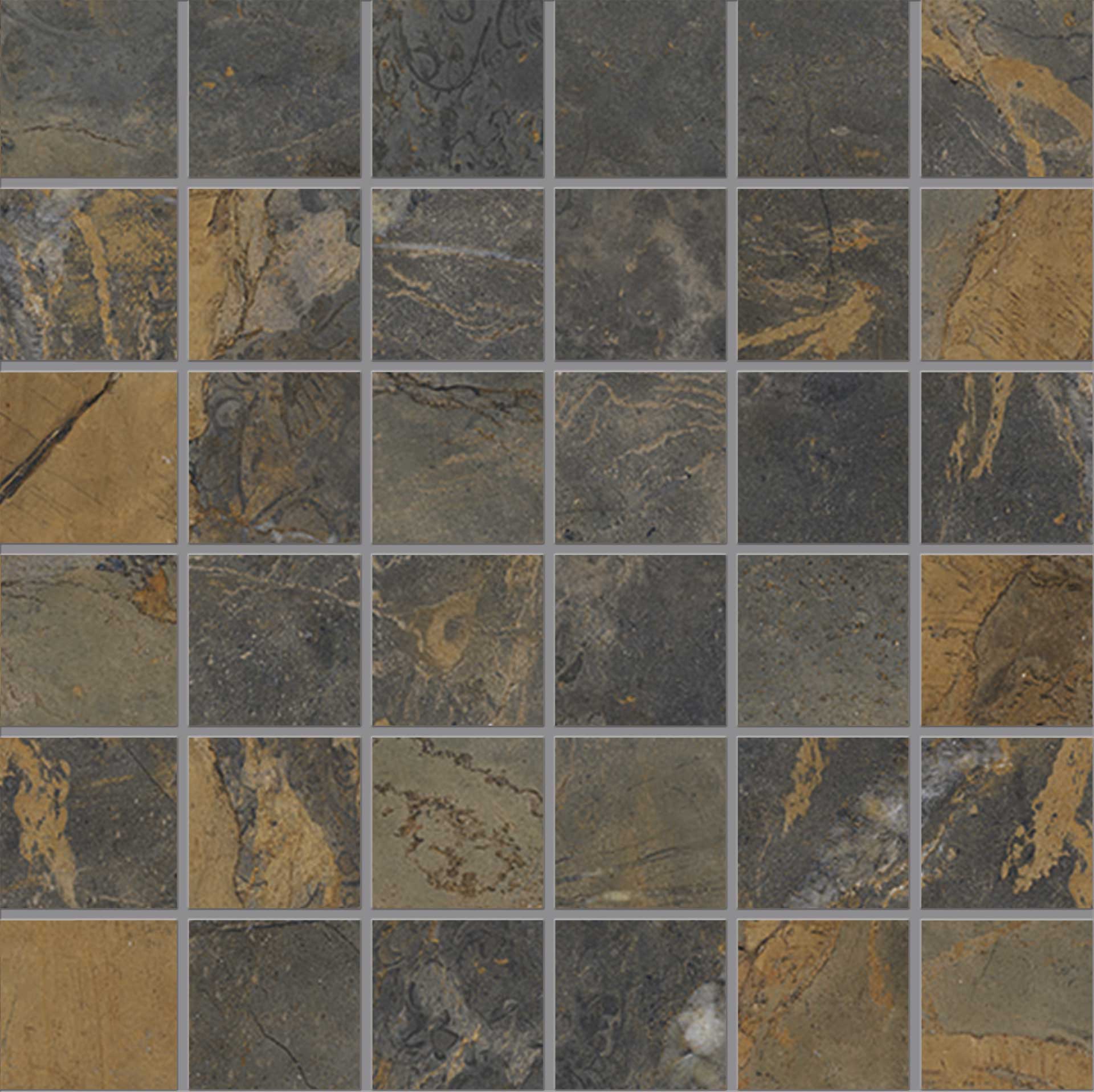Tele Di Marmo Reloaded: Fossil Brown Malevic Straight Stack 2x2 Mosaic (12"x12"x9.5-mm | glossy)