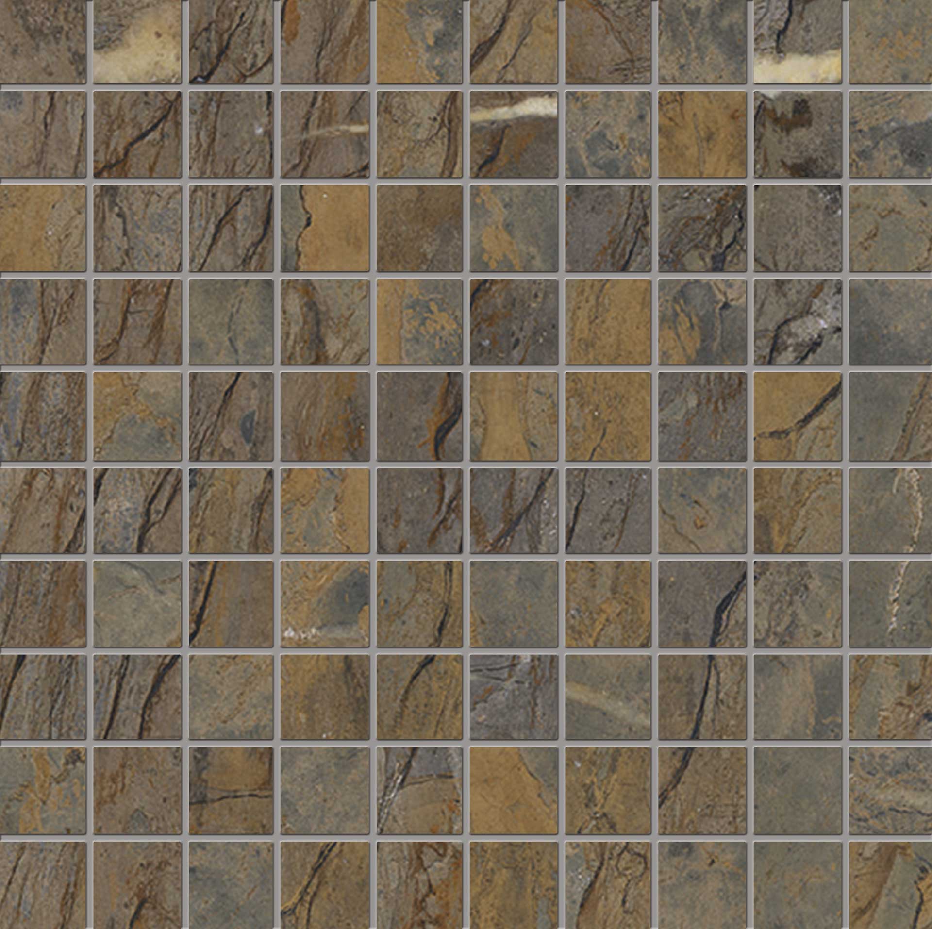 Tele Di Marmo Reloaded: Fossil Brown Malevic Straight Stack 1x1 Mosaic (12"x12"x9.5-mm | matte)