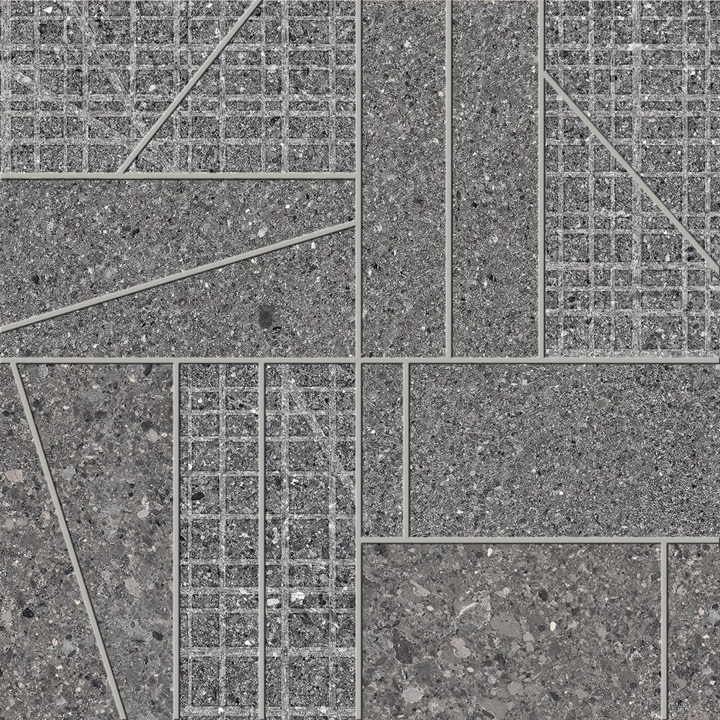 Grain Stone: Big Mix Dark Big Mix Mosaic (12"x12"x9.5-mm | matte)