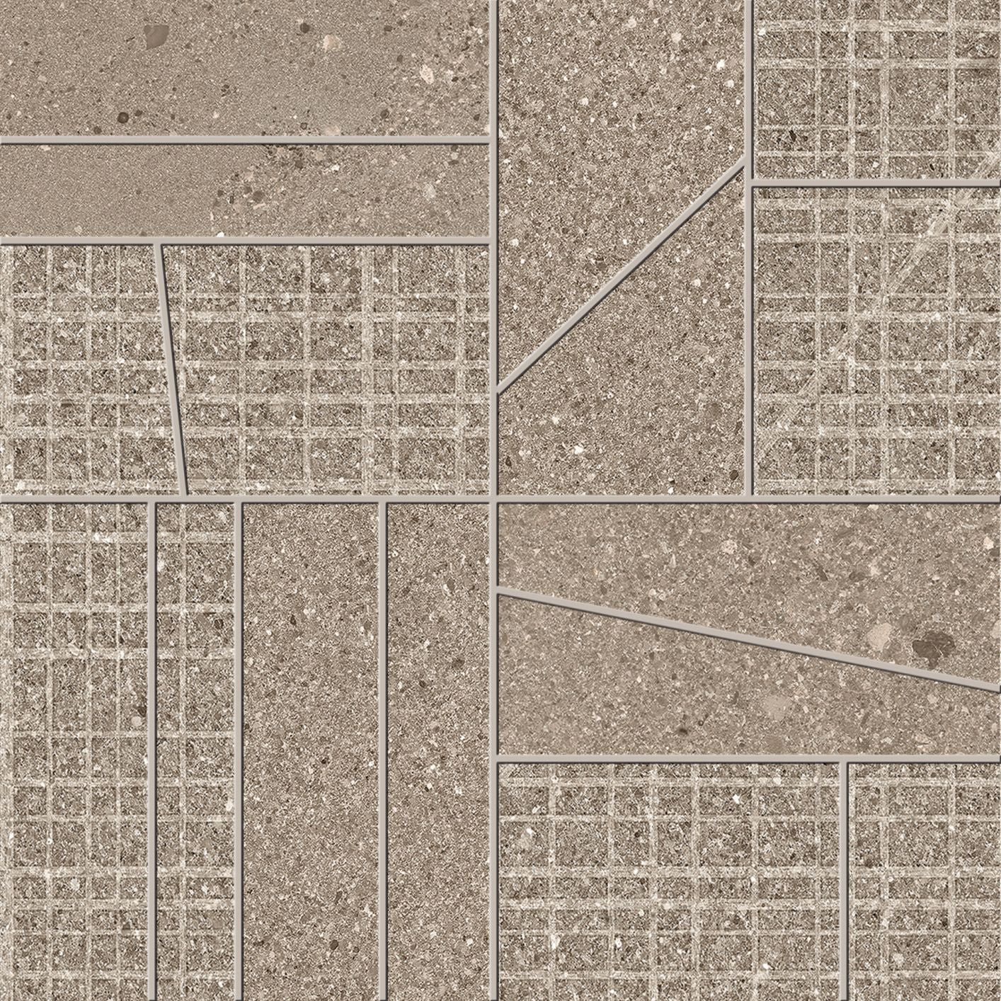 Grain Stone: Big Mix Taupe Big Mix Mosaic (12"x12"x9.5-mm | matte)