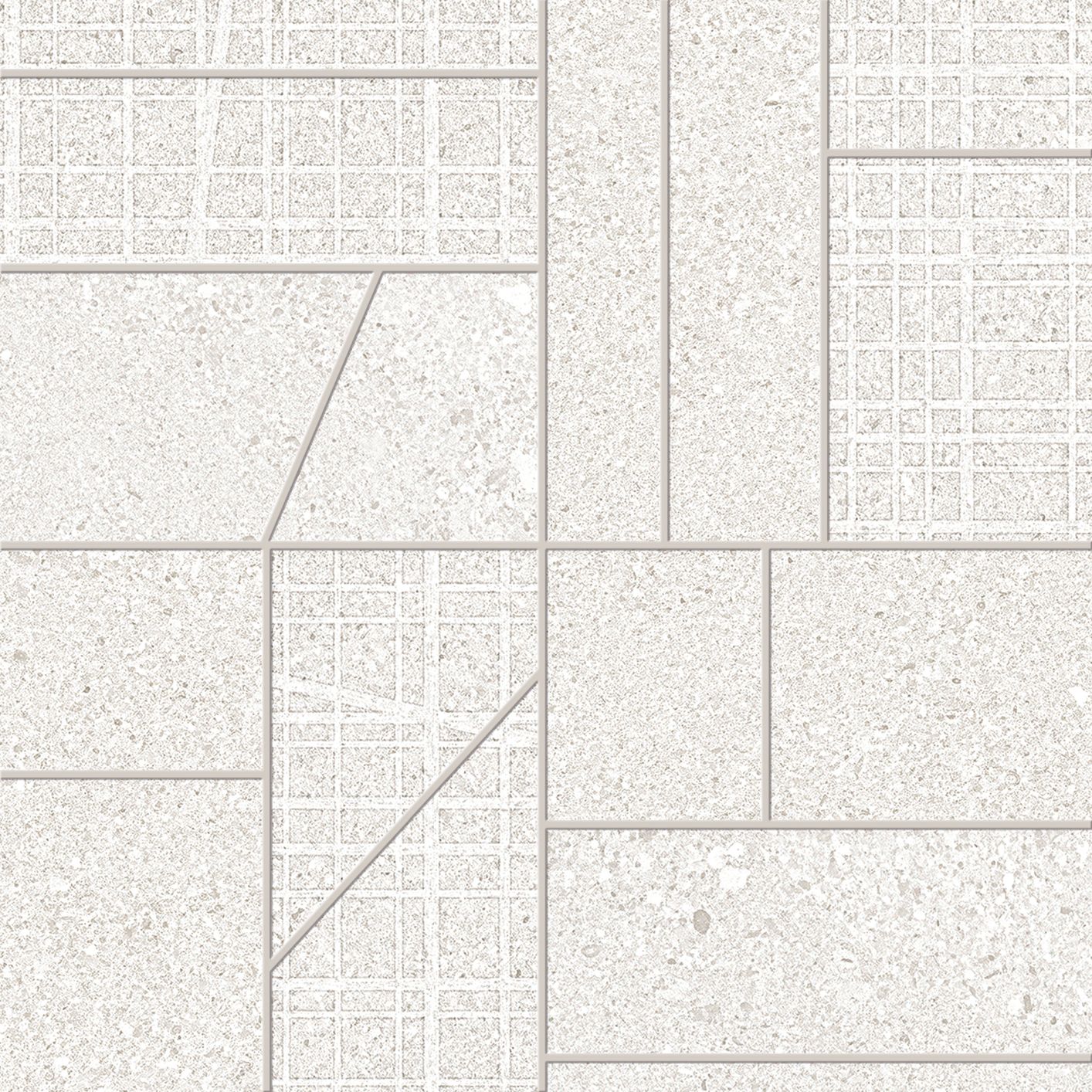 Grain Stone: Big Mix White Big Mix Mosaic (12"x12"x9.5-mm | matte)