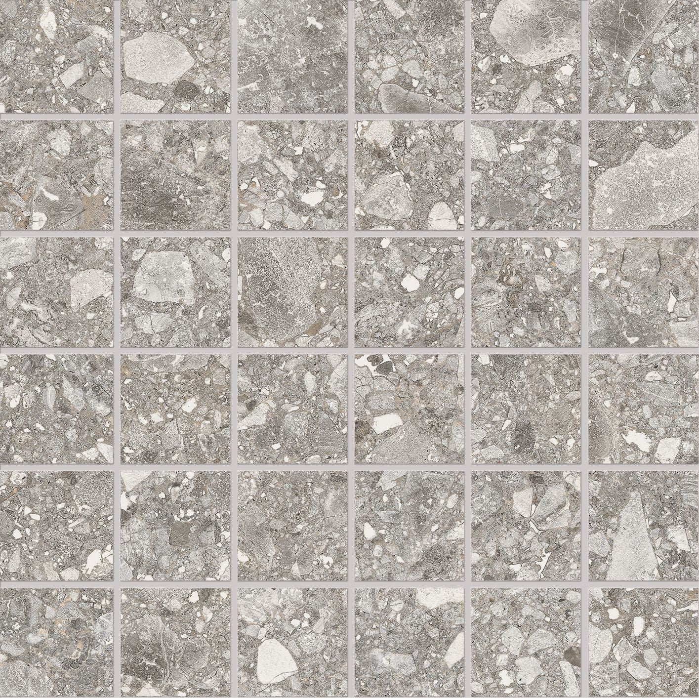 Lombarda: Stone Grigio Straight Stack 2x2 Mosaic (12"x12"x9.5-mm | matte)