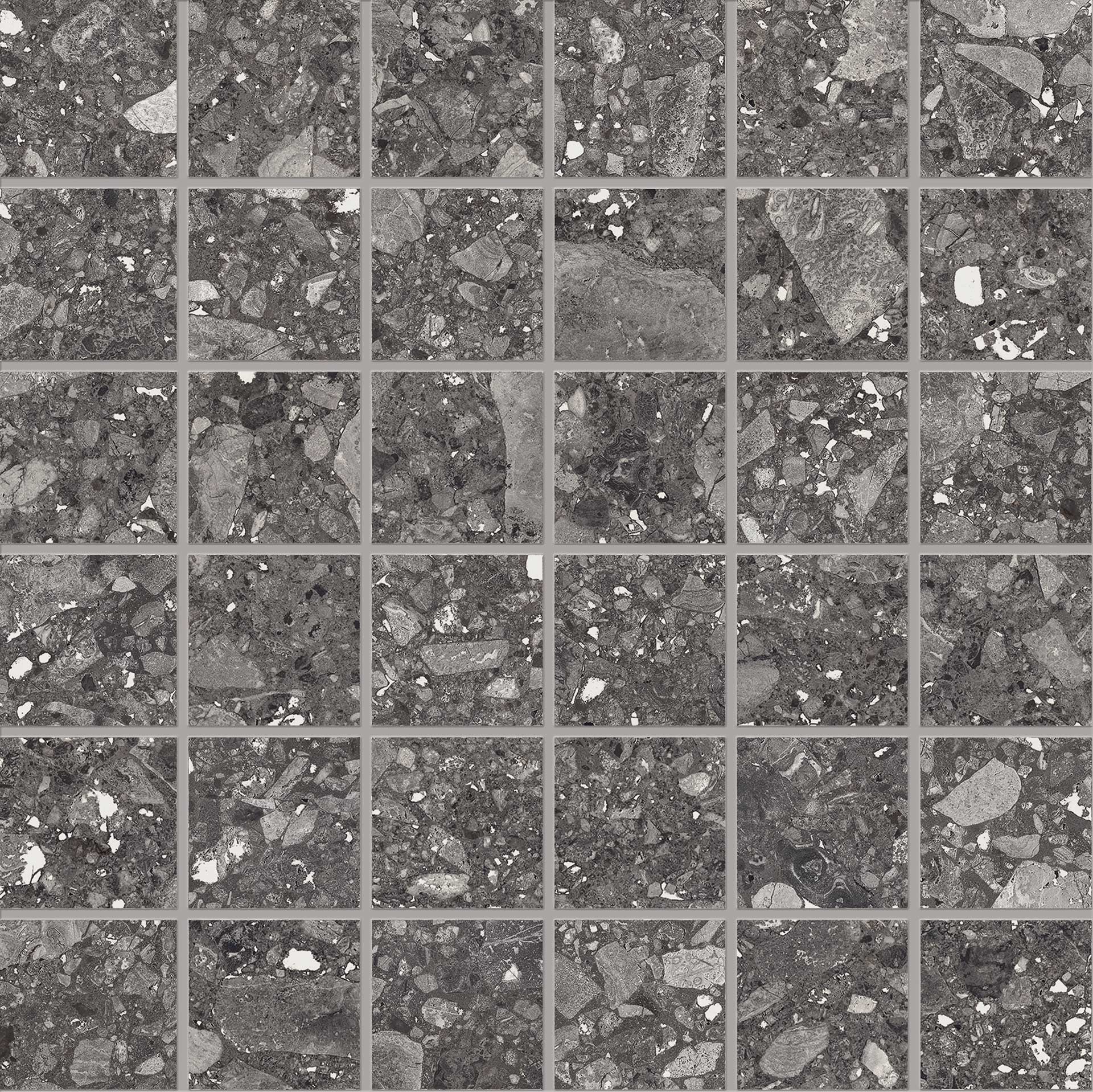 Lombarda: Stone Nero Straight Stack 2x2 Mosaic (12"x12"x9.5-mm | semi glossy)