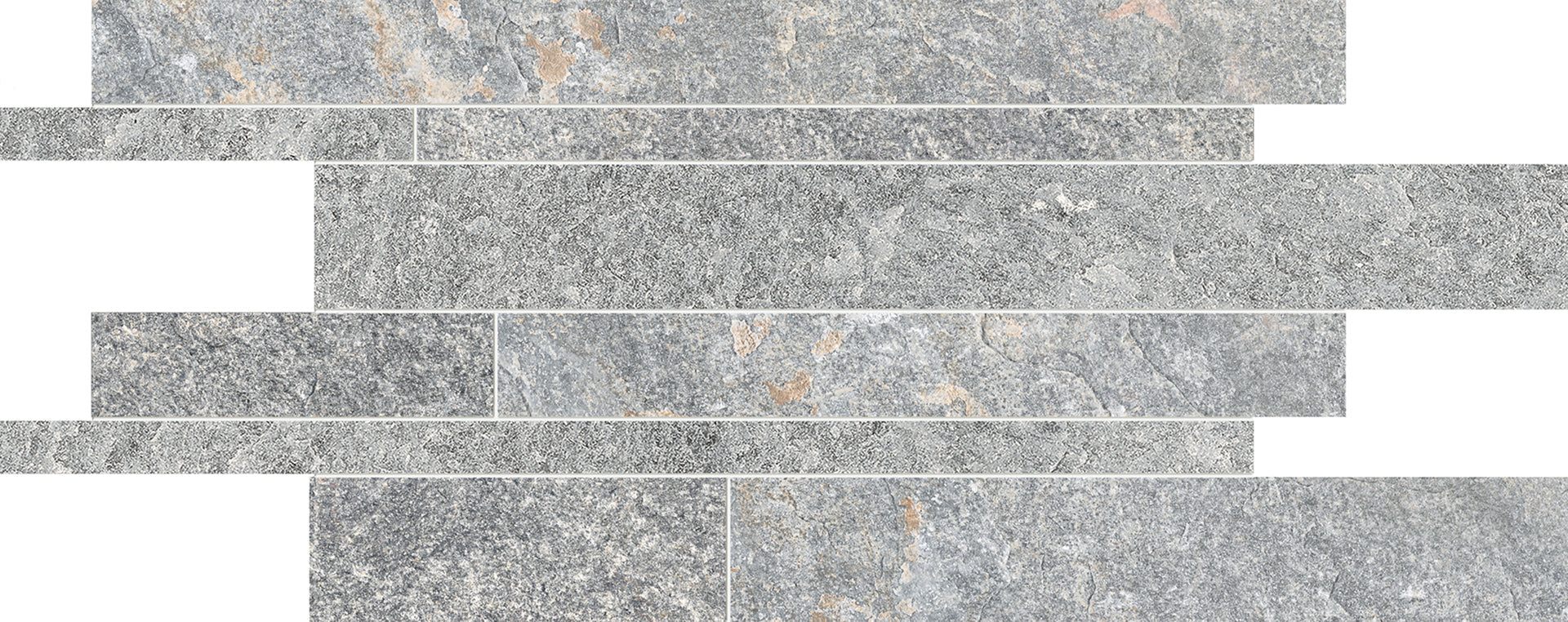 Oros Stone: Fondo Sky Blue Listelli Sfalsati Slides Mosaic (12"x24"x9.5-mm | matte)
