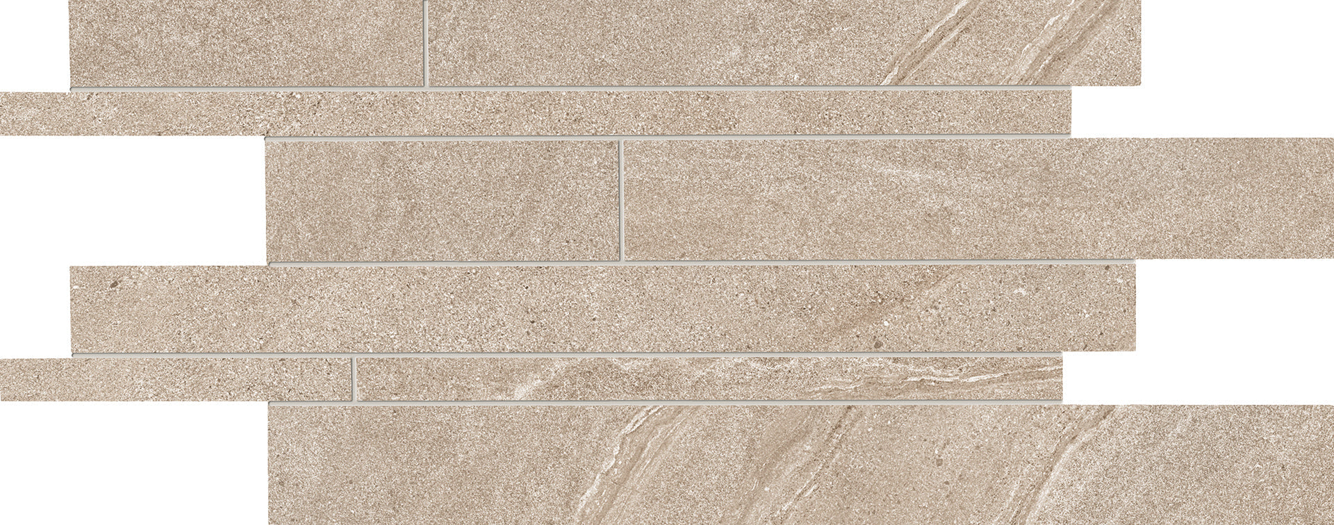 Stone Project: Controfalda Mix Sand Listelli Sfalsati Slides Mosaic (12"x24"x9.5-mm | matte)