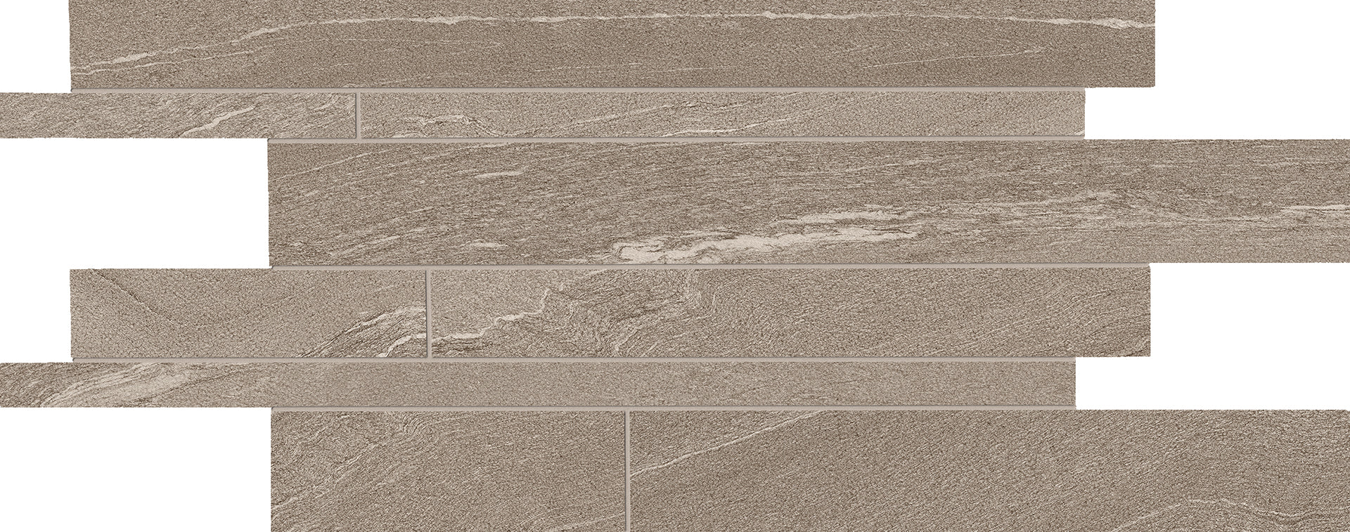 Stone Talk: Martellata Taupe Listelli Sfalsati Slides Mosaic (12"x24"x9.5-mm | matte)