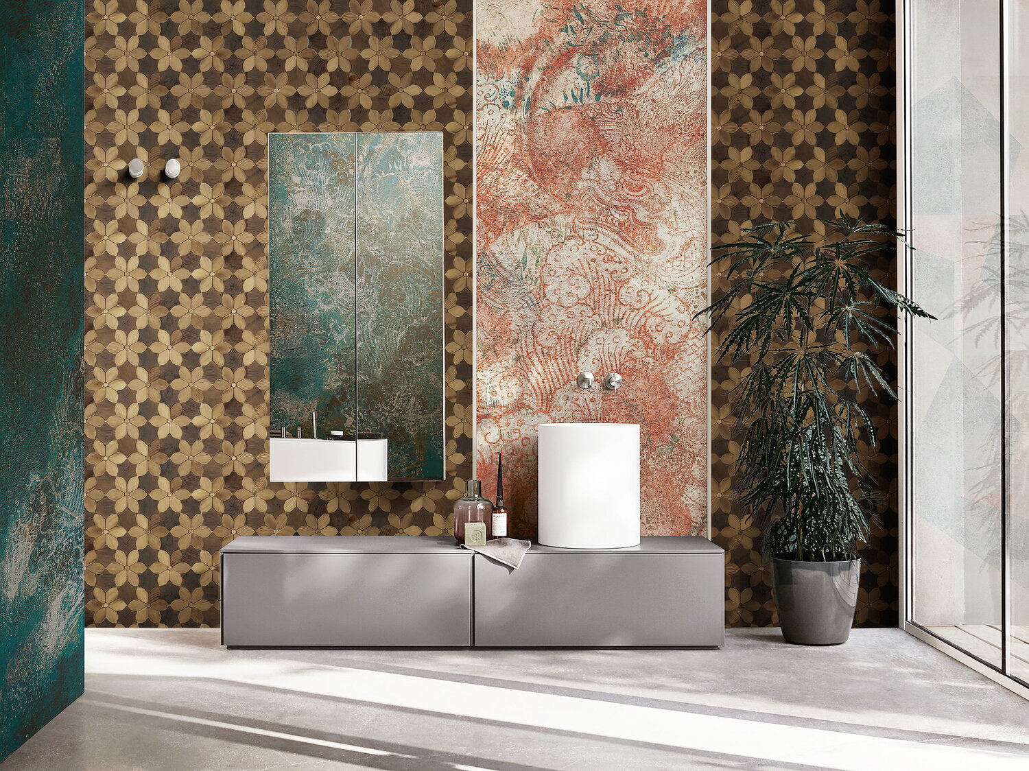 forest elements insert myosotis 4 wood wall 3D mosaic natural pine accoustical decorative luxury interior distributed by surface group