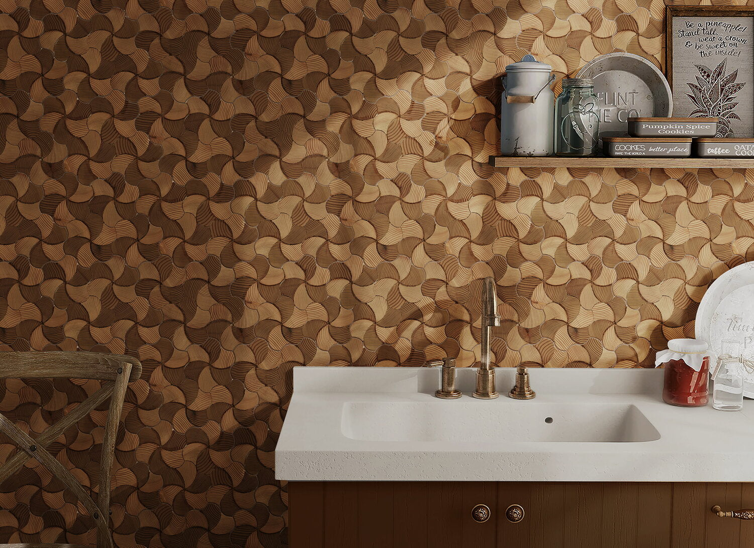 forest elements stereo pinwheel 4 wood wall 3D mosaic natural pine accoustical decorative luxury interior distributed by surface group