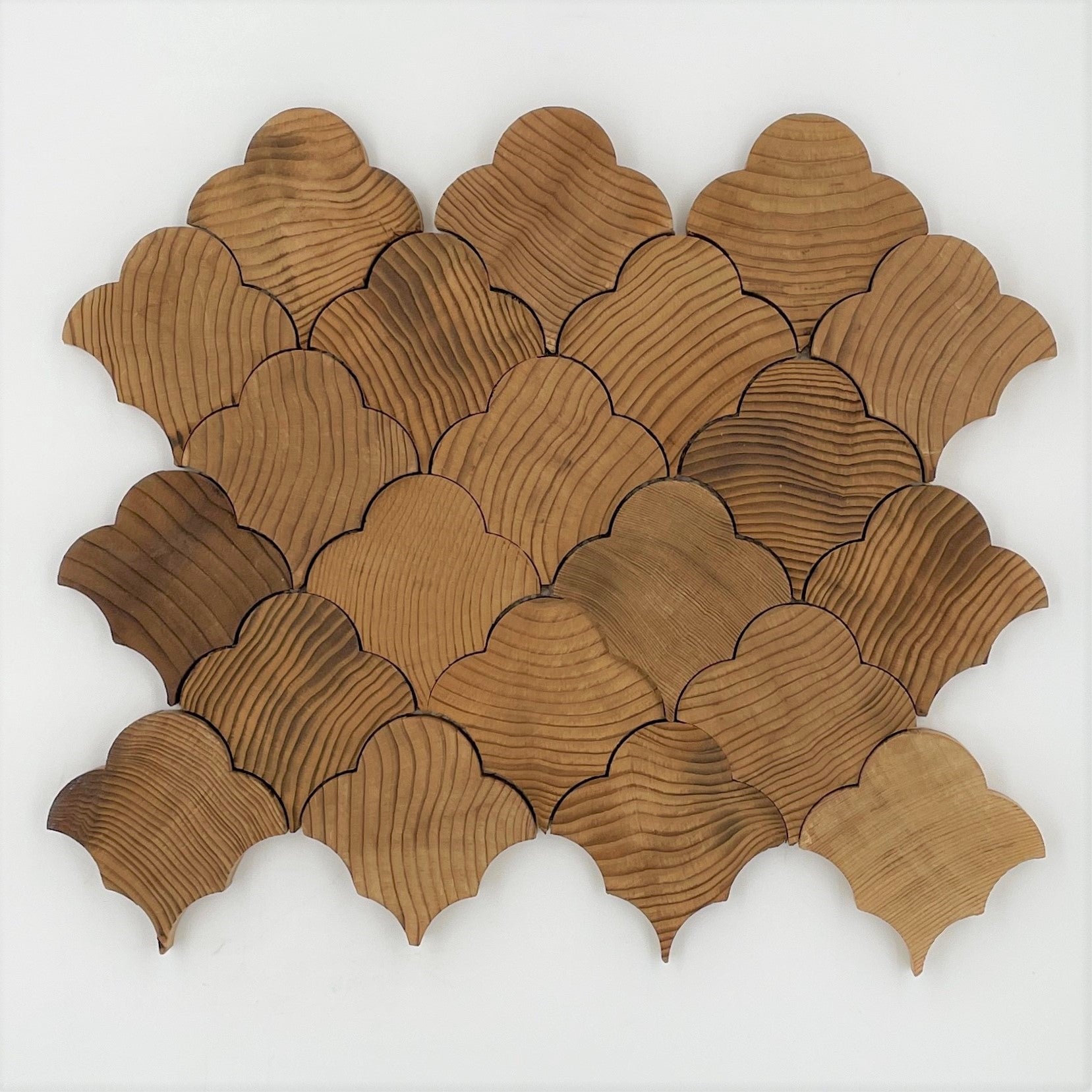 forest elements stereo scallop 1 wood wall 3D mosaic natural pine accoustical decorative luxury interior distributed by surface group