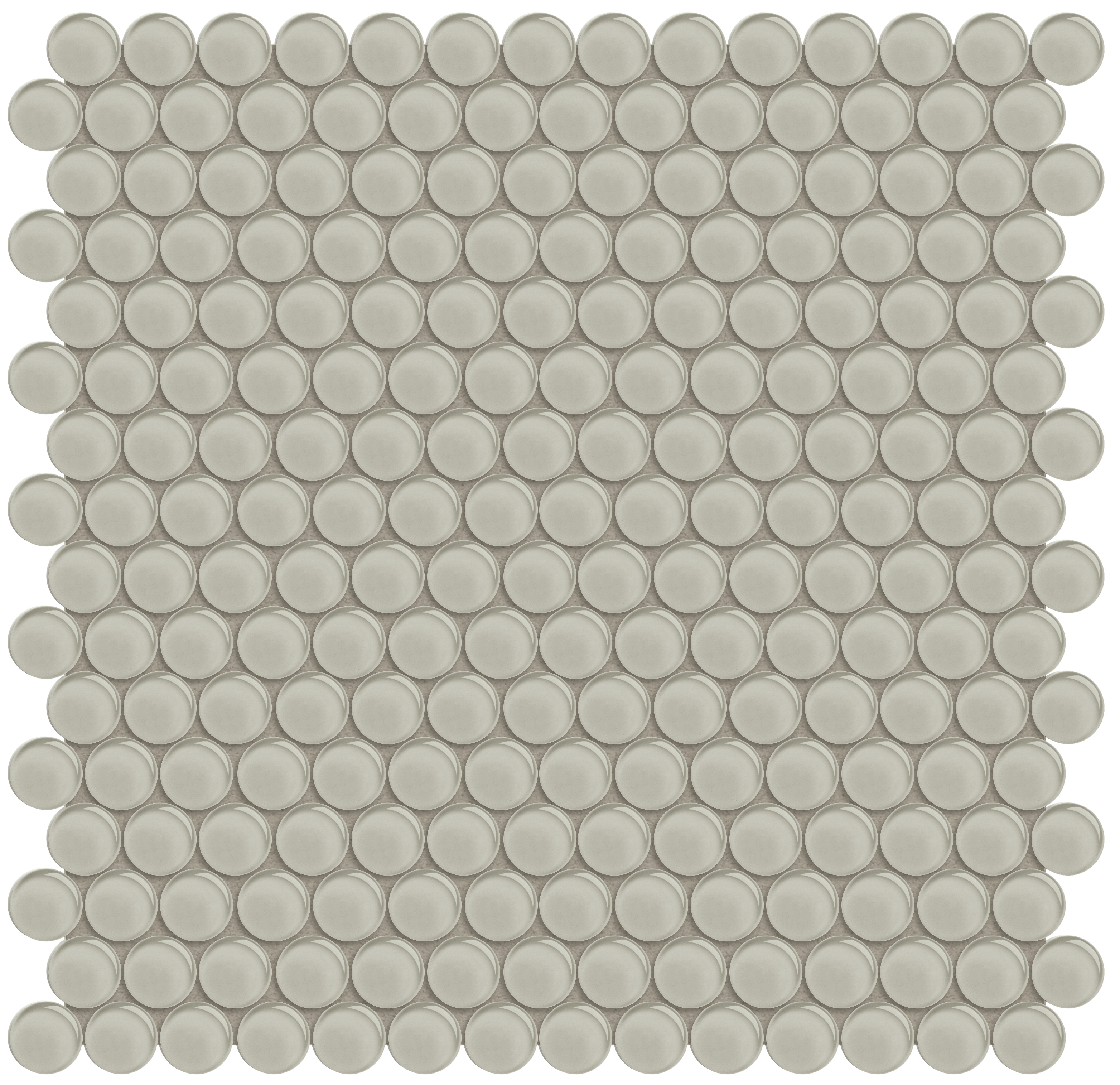 earth penny round pattern fused glass mosaic from element anatolia collection distributed by surface group international glossy finish rounded edge mesh shape