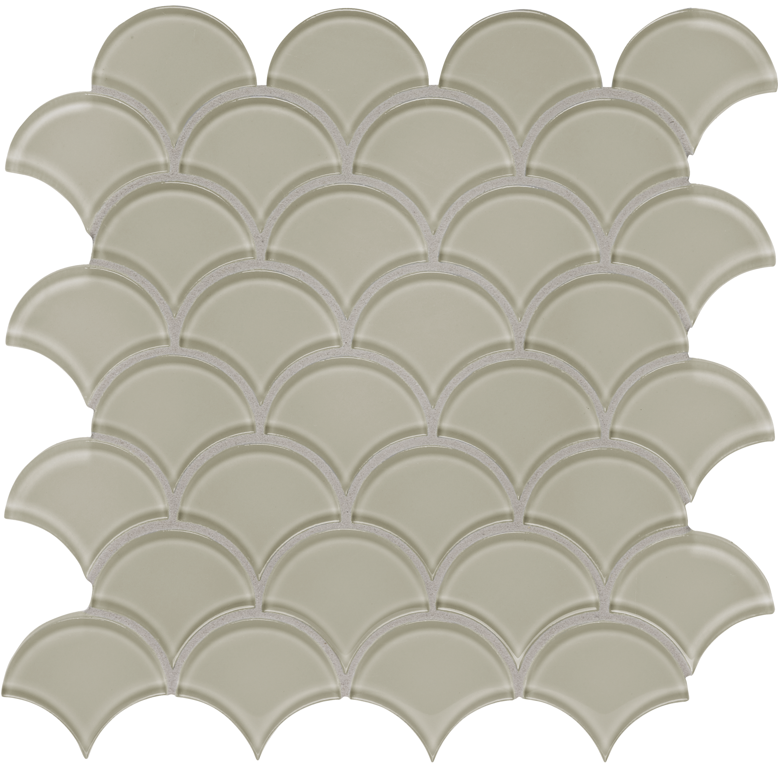 earth scallop pattern fused glass mosaic from element anatolia collection distributed by surface group international glossy finish rounded edge mesh shape