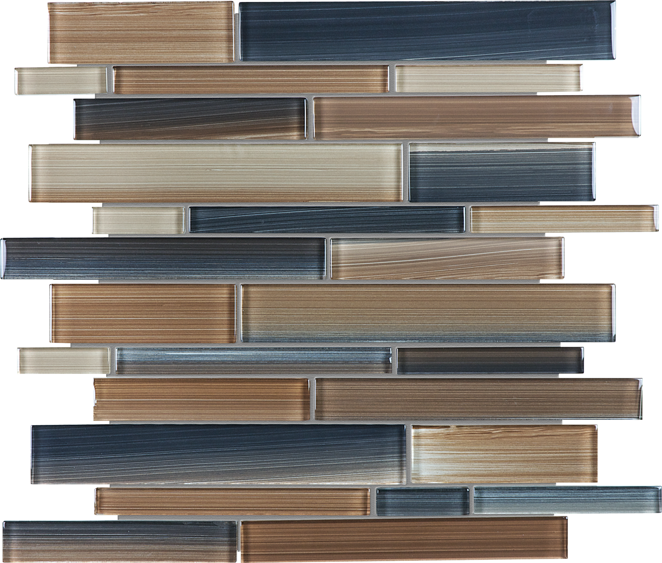 erosion random strip pattern fused glass mosaic from fusion anatolia collection distributed by surface group international glossy finish rounded edge mesh shape
