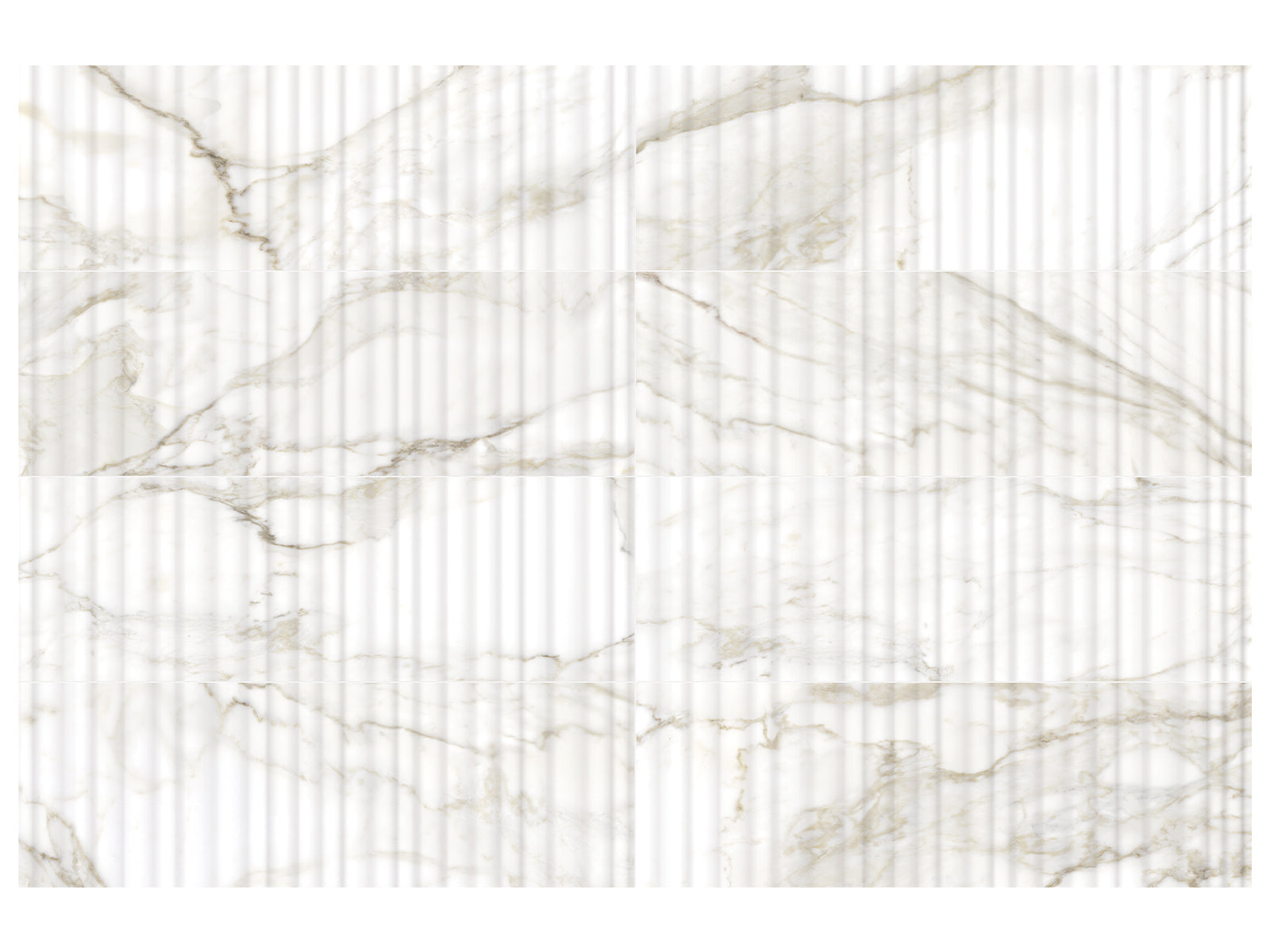 calacatta dolce embossed pattern glazed ceramic wall tile from raffino anatolia collection distributed by surface group international matte finish rectified edge 12x36 rectangle shape