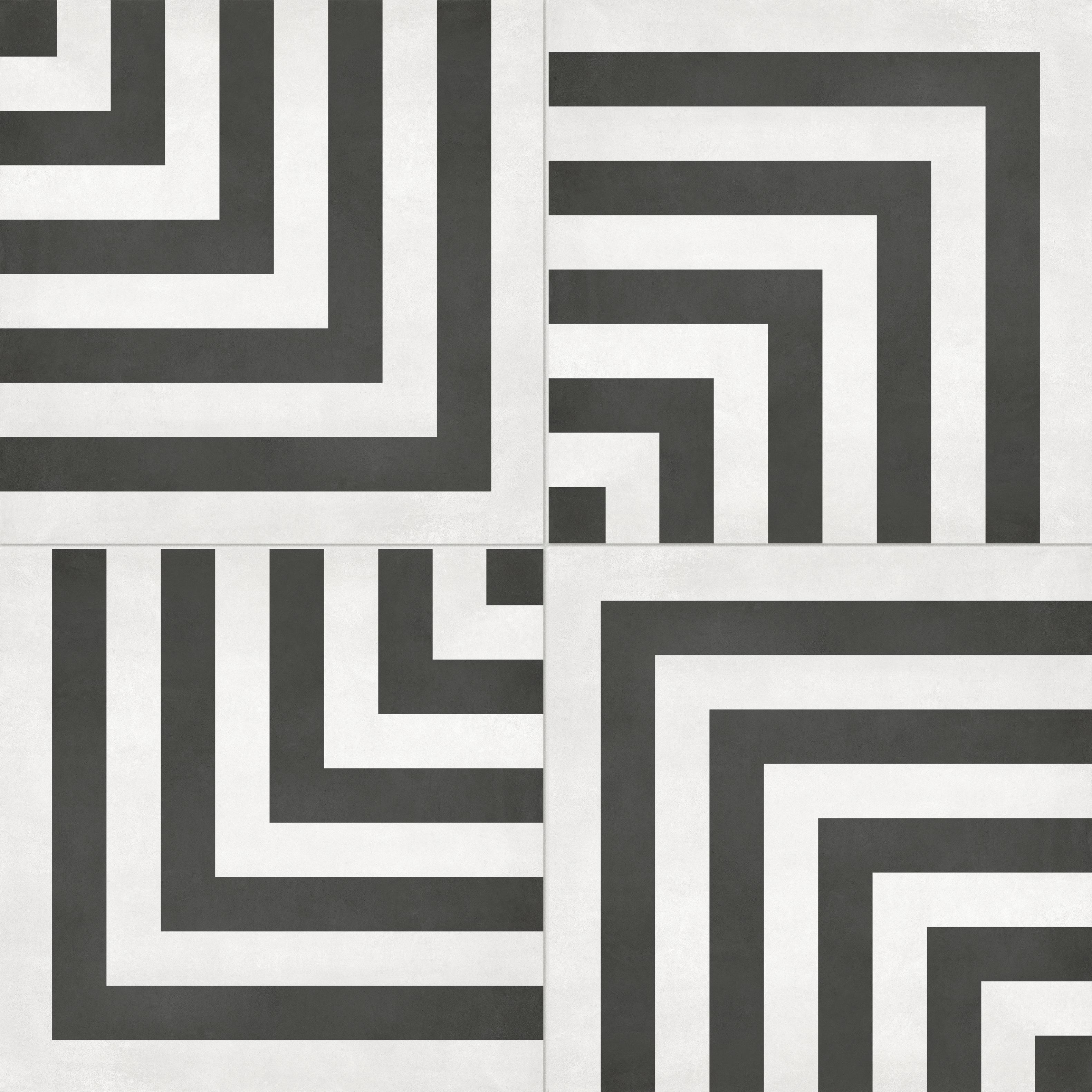 monochrome print pattern glazed porcelain deco tile print blend from form anatolia collection distributed by surface group international matte finish pressed edge 8x8 square shape
