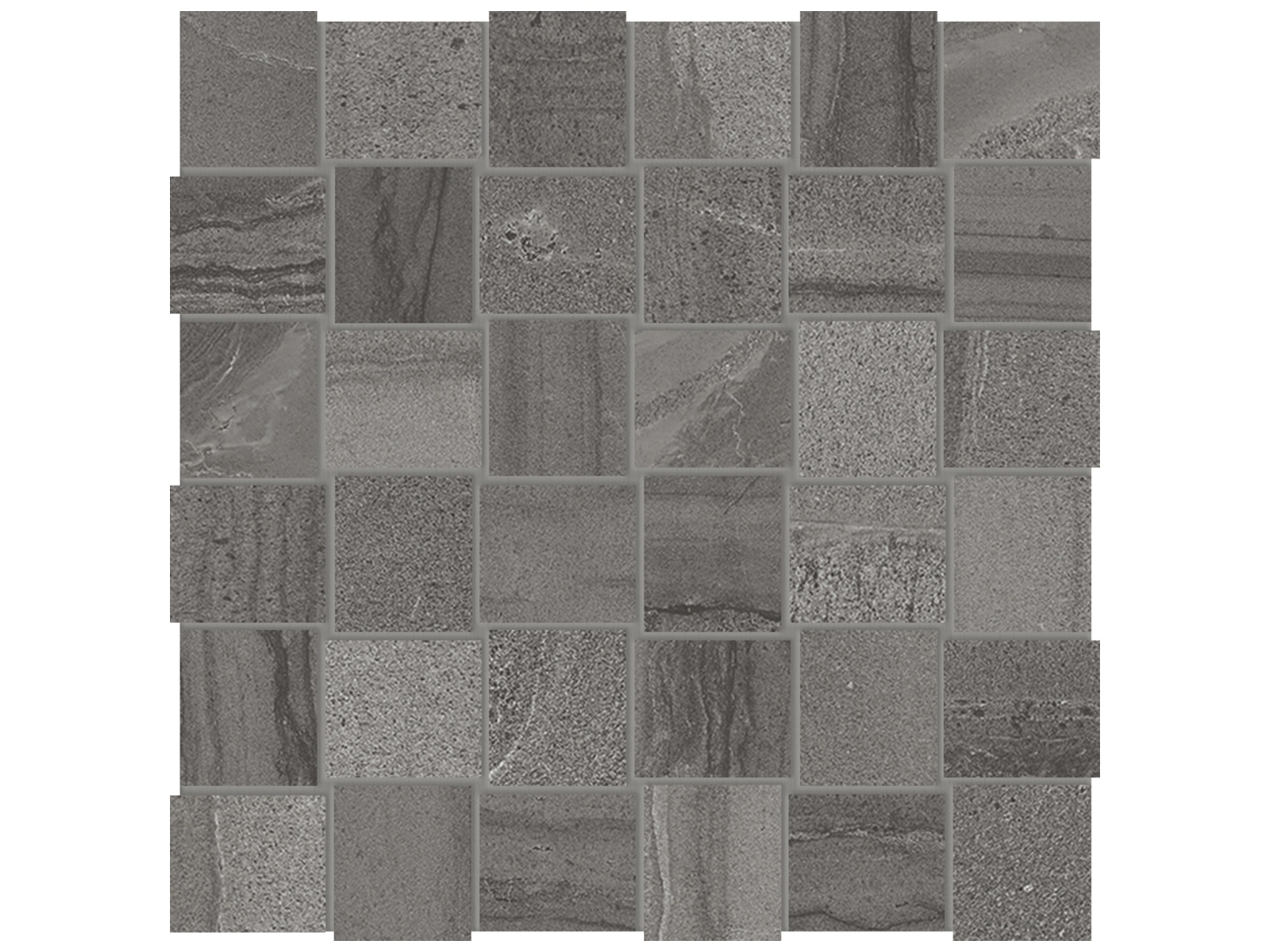 carbon basketweave 2x2-inch pattern glazed porcelain mosaic from amelia anatolia collection distributed by surface group international matte finish straight edge edge mesh shape