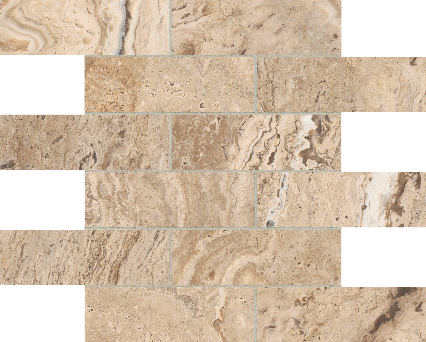 classic brick offset 2x6-inch pattern glazed porcelain mosaic from antico anatolia collection distributed by surface group international matte finish straight edge edge mesh shape