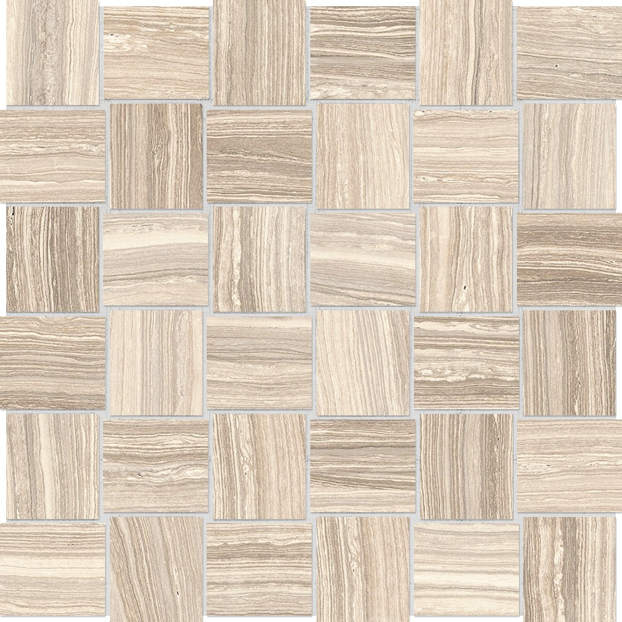 sand basketweave 2x2-inch pattern glazed porcelain mosaic from eramosa anatolia collection distributed by surface group international matte finish straight edge edge mesh shape