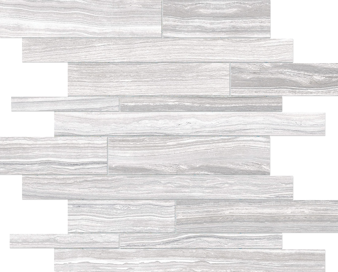 ice random strip pattern glazed porcelain mosaic from eramosa anatolia collection distributed by surface group international matte finish straight edge edge mesh shape