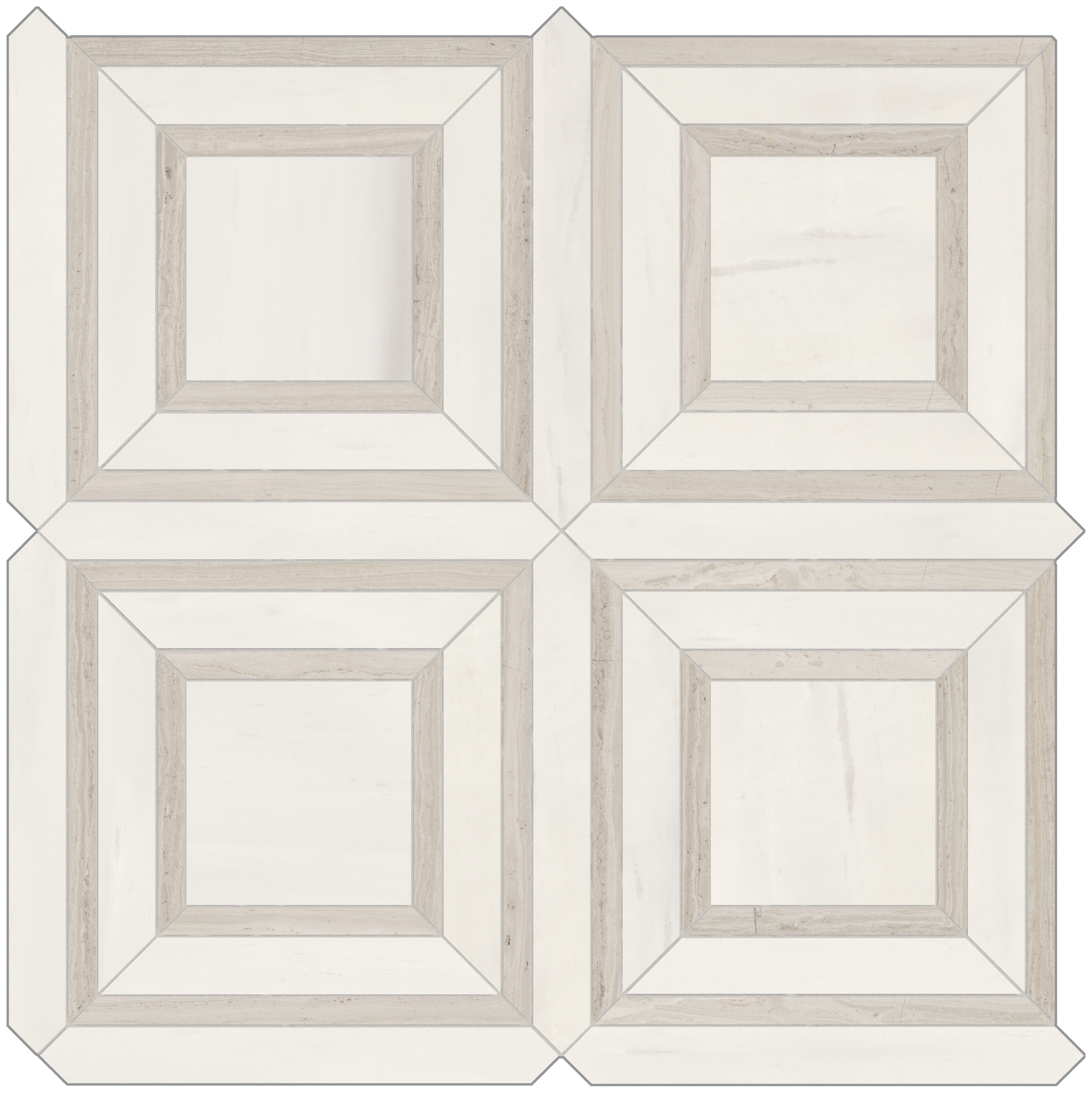 suave bianco piazza pattern glazed porcelain mosaic from mayfair anatolia collection distributed by surface group international polished finish straight edge edge mesh shape
