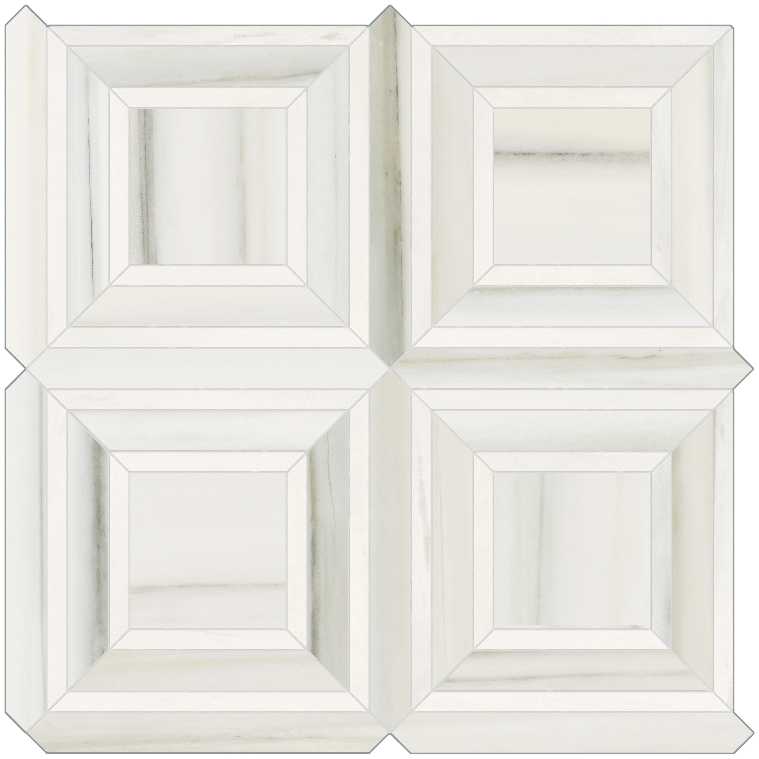 zebrino piazza pattern glazed porcelain mosaic from mayfair anatolia collection distributed by surface group international polished finish straight edge edge mesh shape