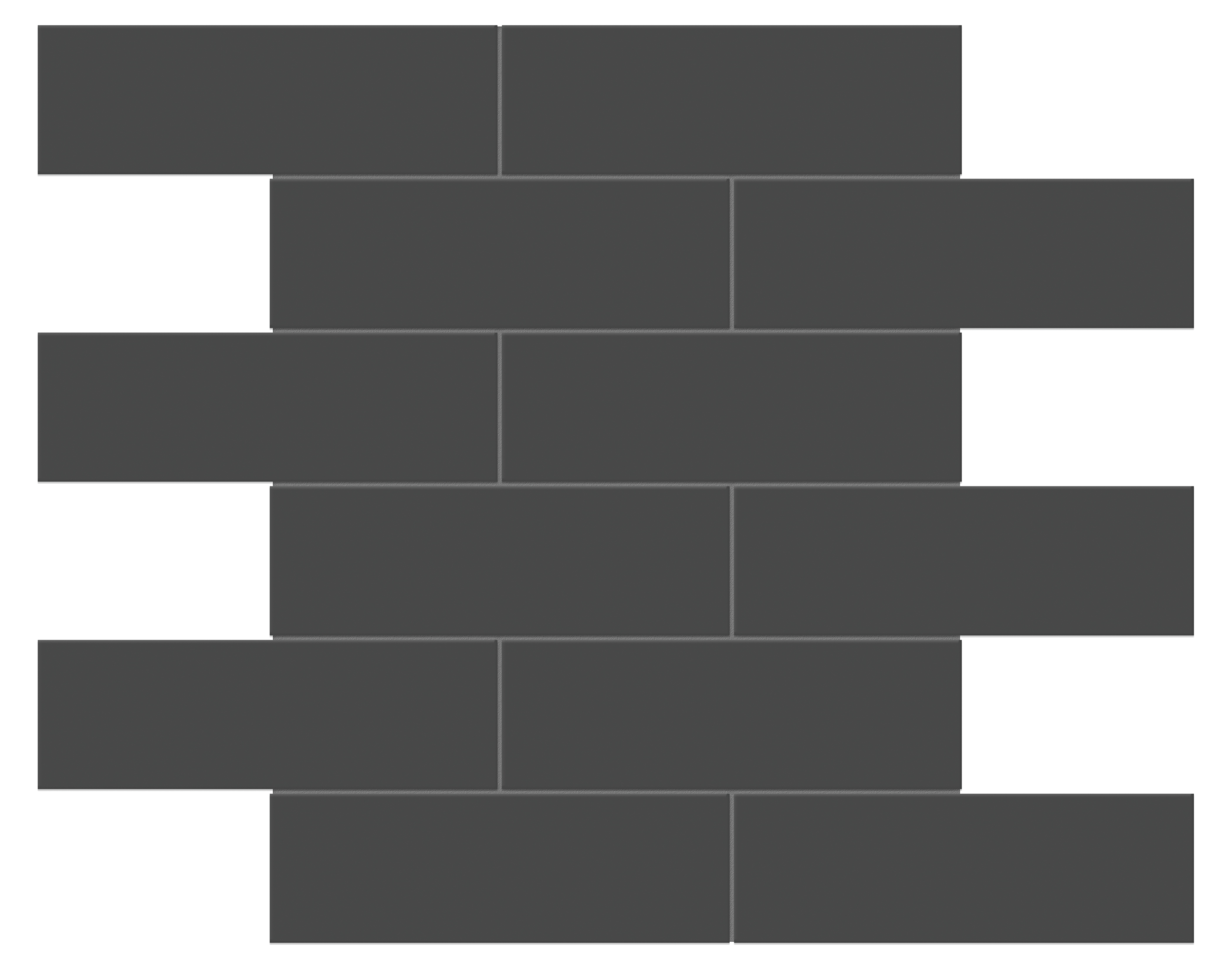 retro black brick offset 2x6-inch pattern glazed porcelain mosaic from soho anatolia collection distributed by surface group international glossy finish pressed edge mesh shape