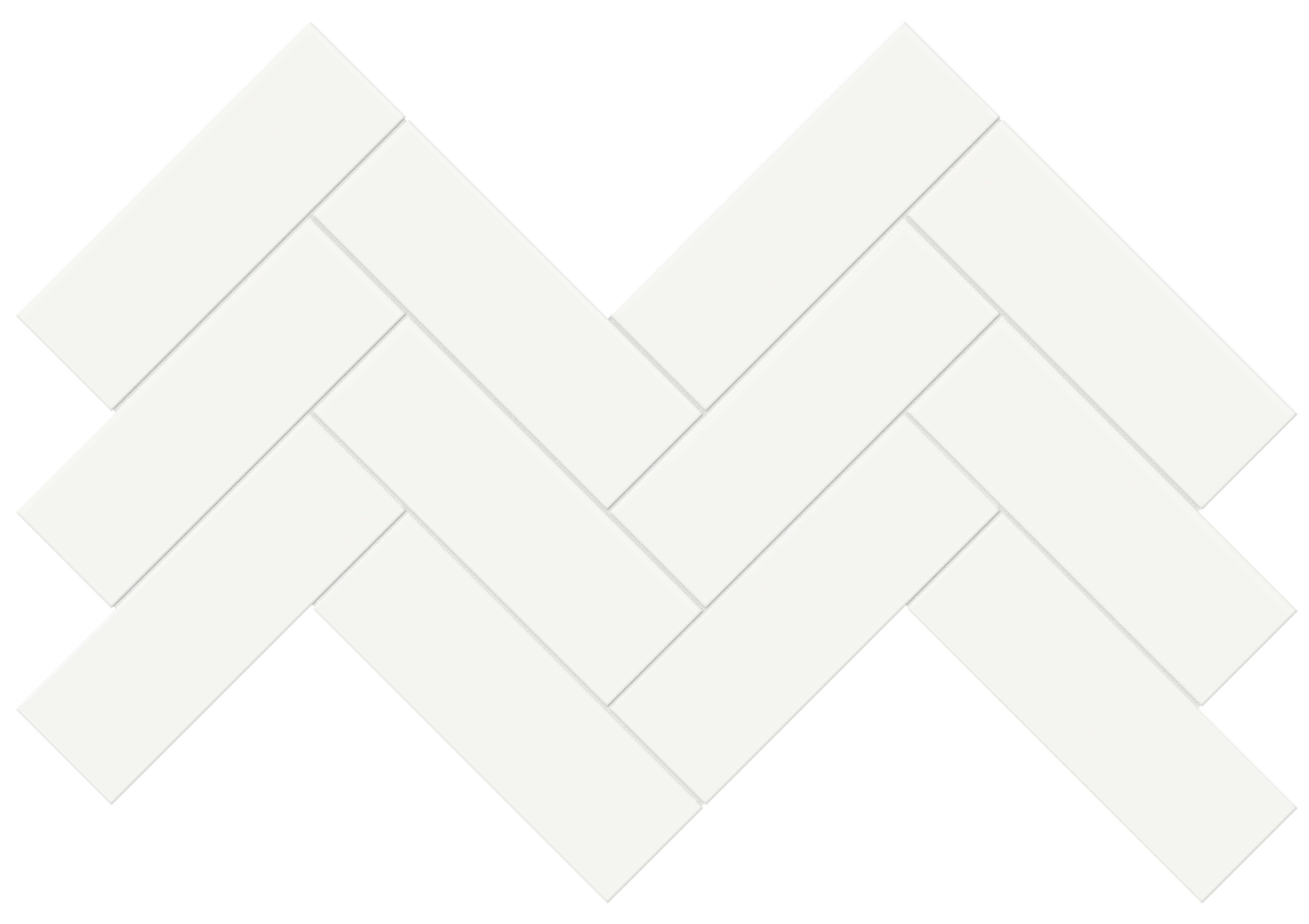 canvas white herringbone 2x6-inch pattern glazed porcelain mosaic from soho anatolia collection distributed by surface group international glossy finish pressed edge mesh shape