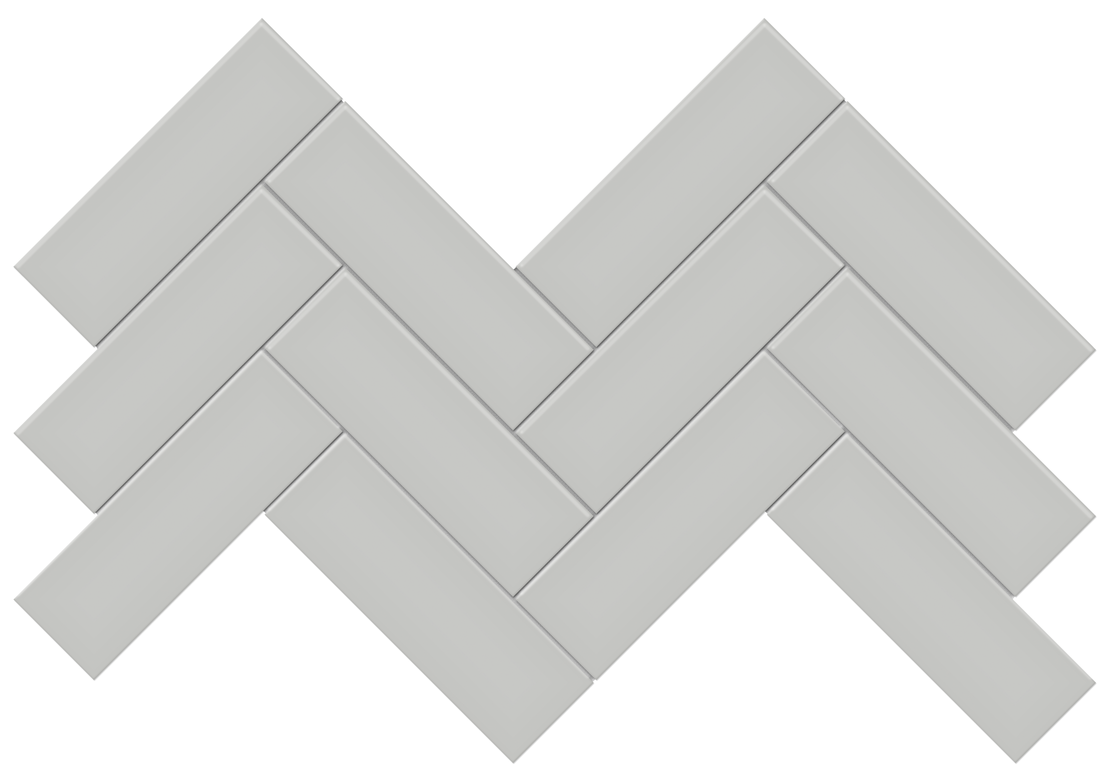 loft grey herringbone 2x6-inch pattern glazed porcelain mosaic from soho anatolia collection distributed by surface group international glossy finish pressed edge mesh shape