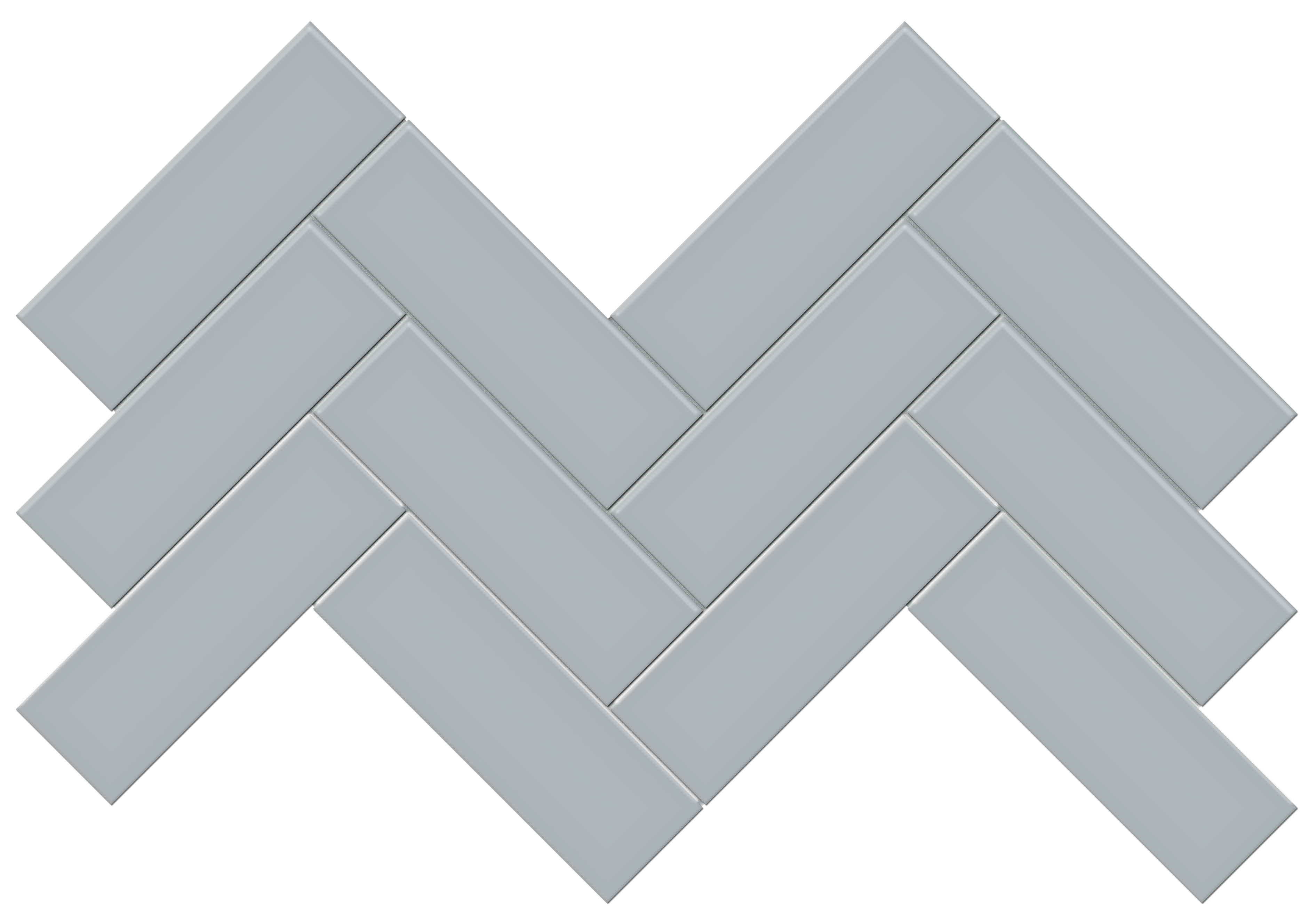 cloud blue herringbone 2x6-inch pattern glazed porcelain mosaic from soho anatolia collection distributed by surface group international glossy finish pressed edge mesh shape