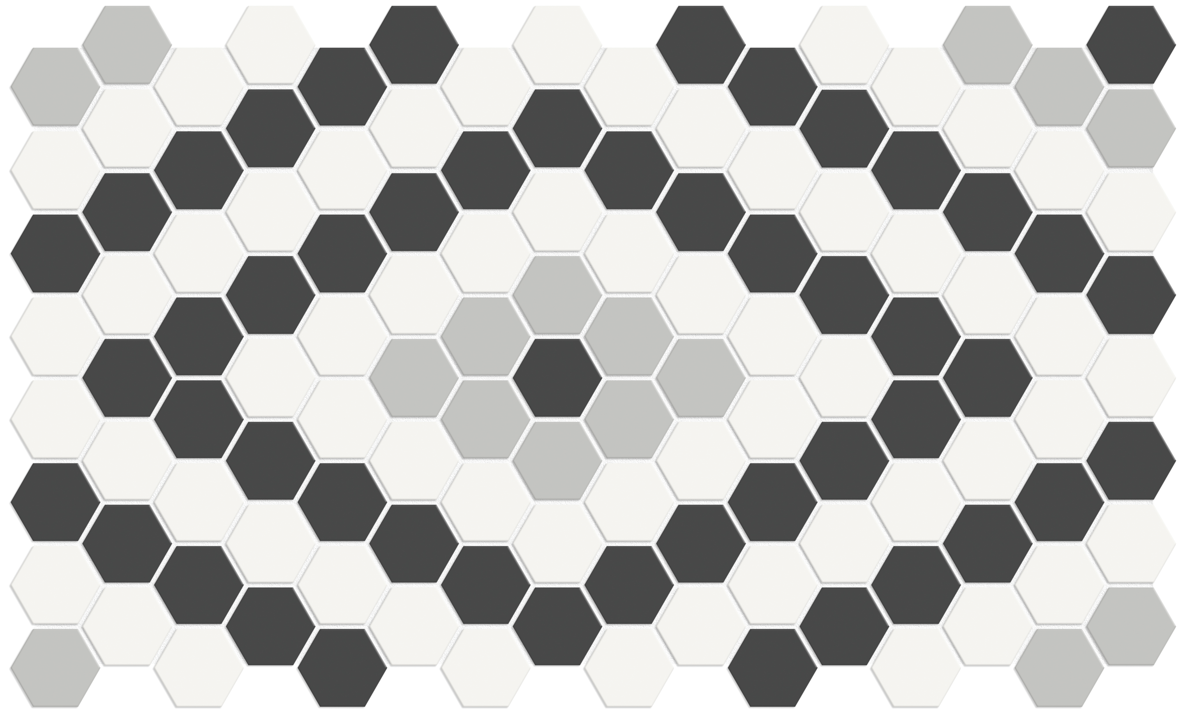 midnight diamond pattern glazed porcelain mosaic print blend from soho anatolia collection distributed by surface group international matte finish pressed edge mesh shape