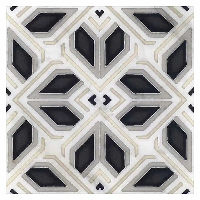 avery charcoal grande carrara natural marble square shape deco tile size 12 by 12 inch for interior kitchen and bathroom vanity backsplash wall and floor wet areas distributed by surface group and produced by artistic tile in united states